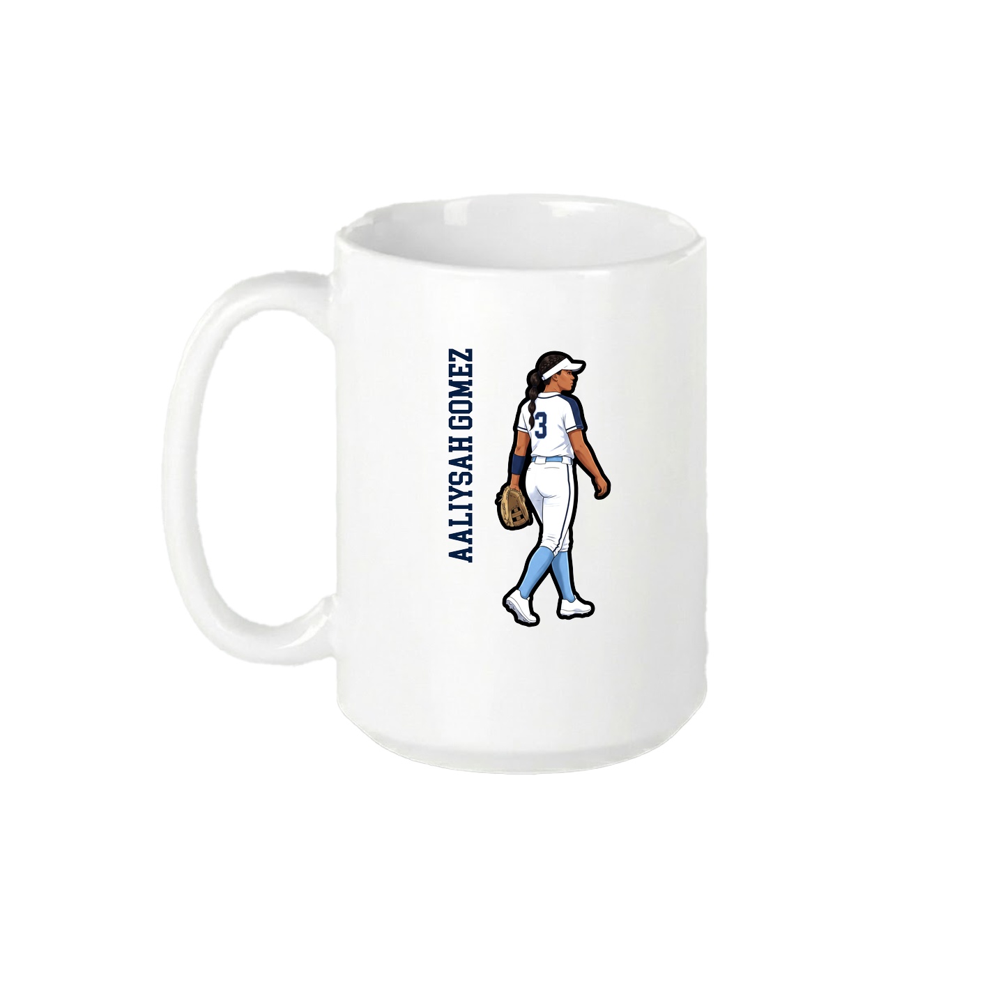15oz Coffee Mug — Name Vertical in White