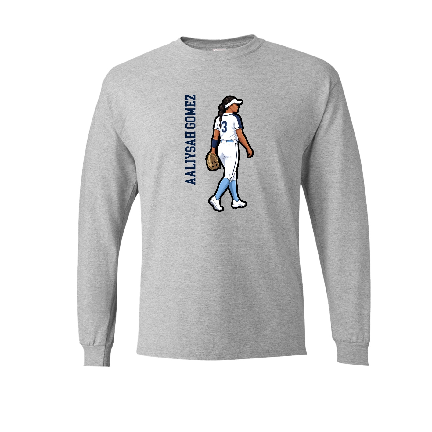 Long Sleeve Tee — Name Vertical in Grey