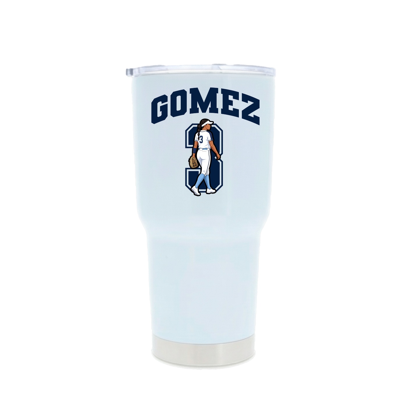 30oz Stainless Steel Tumbler — Number in White