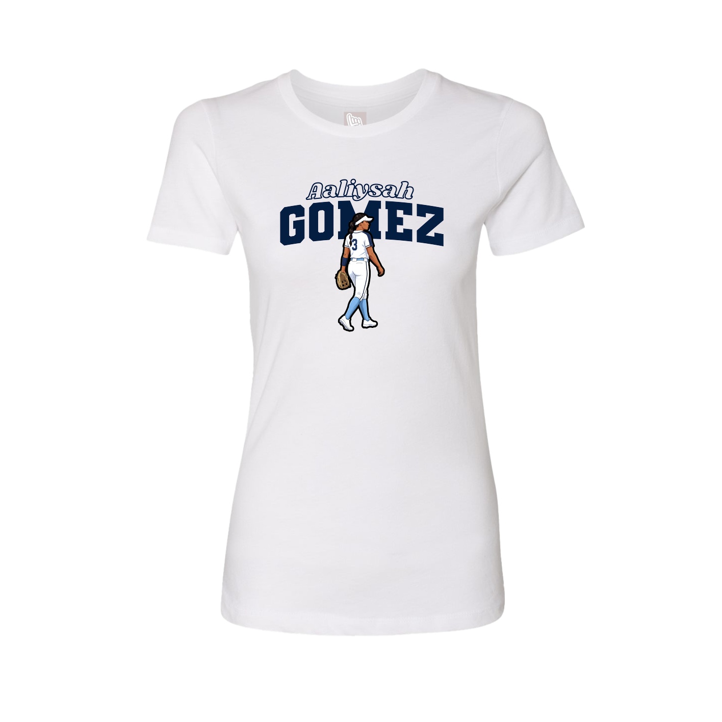 Fitted Women's Tee — Name Arch in White