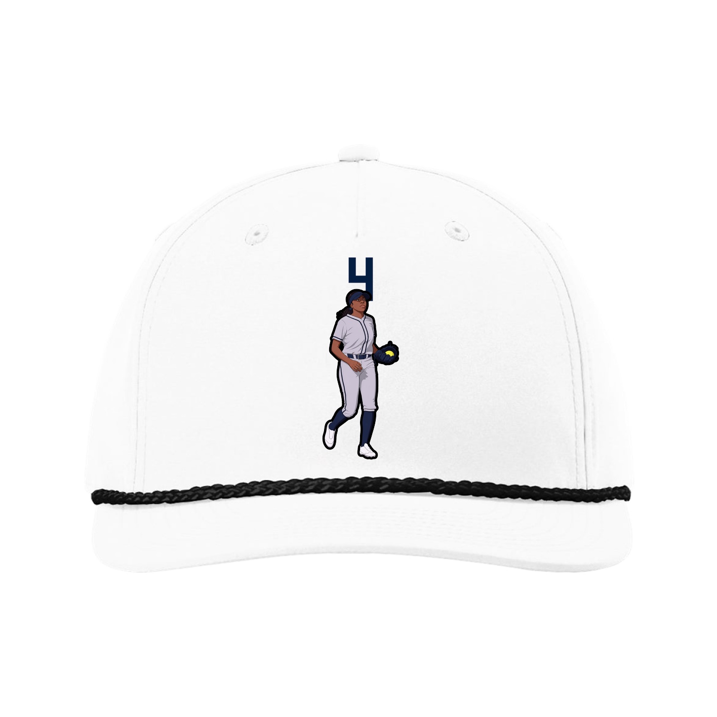 Five-Panel Classic Rope Cap — Number Top in White