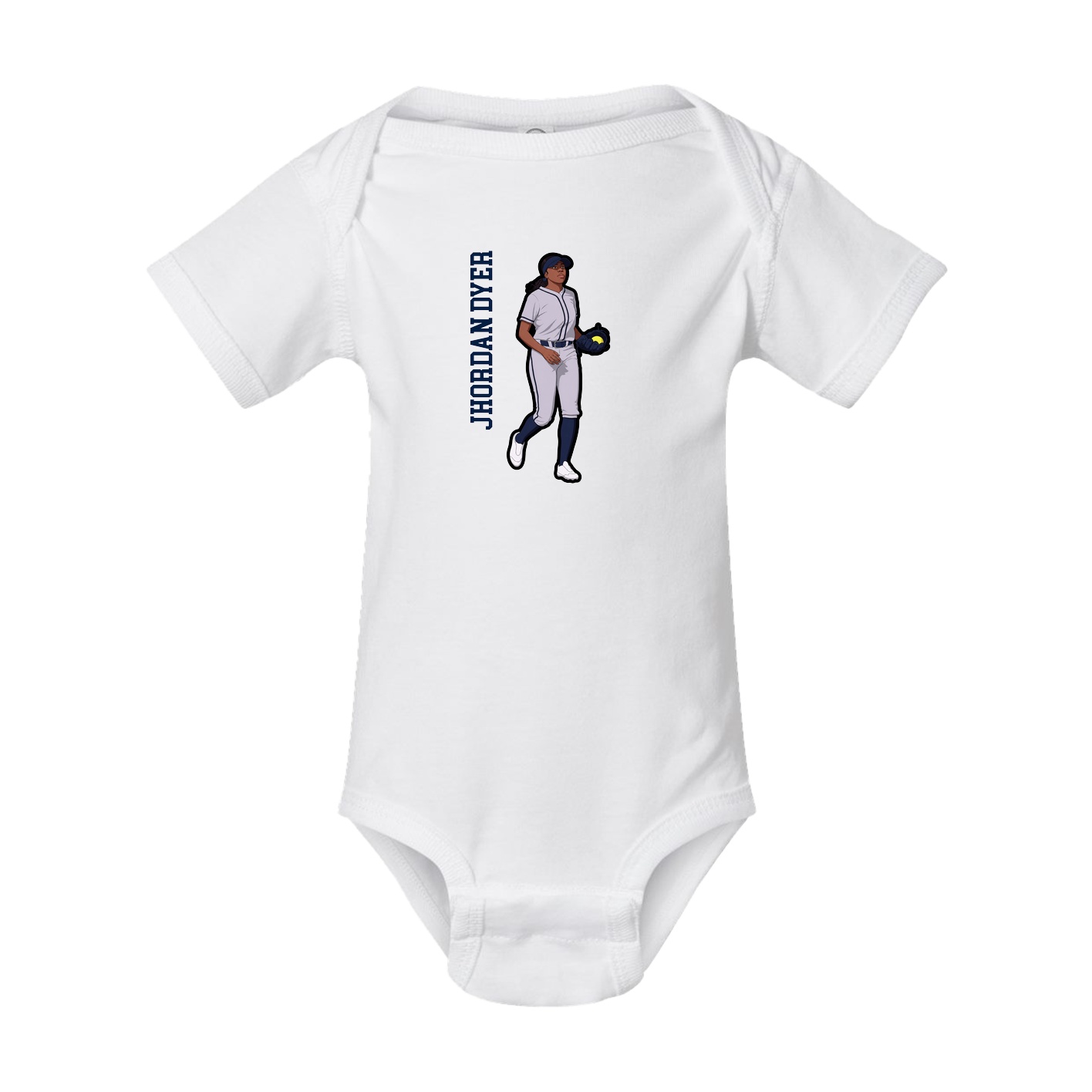 Baby Onesie — Name Vertical in White