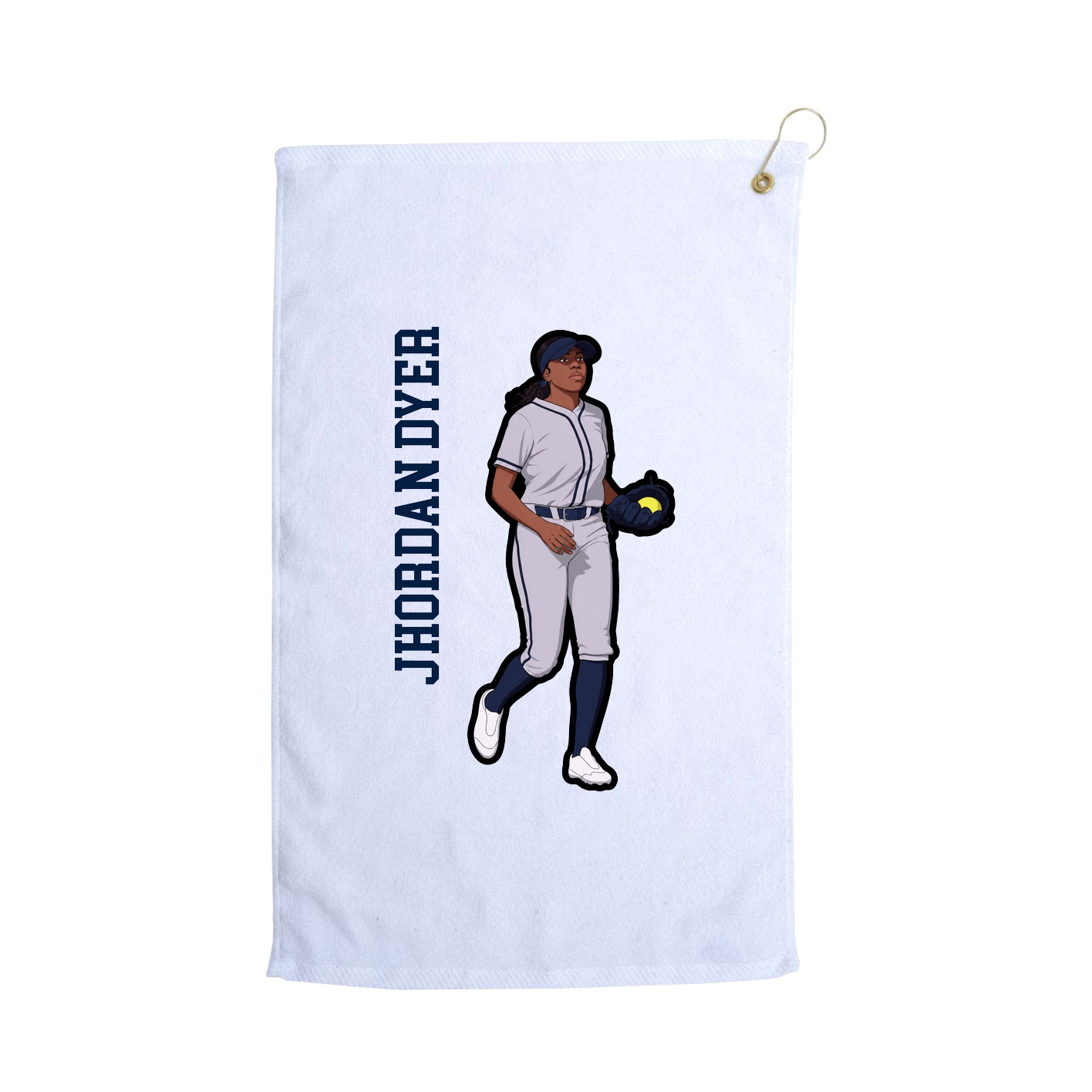Golf Towel — Name Vertical in White