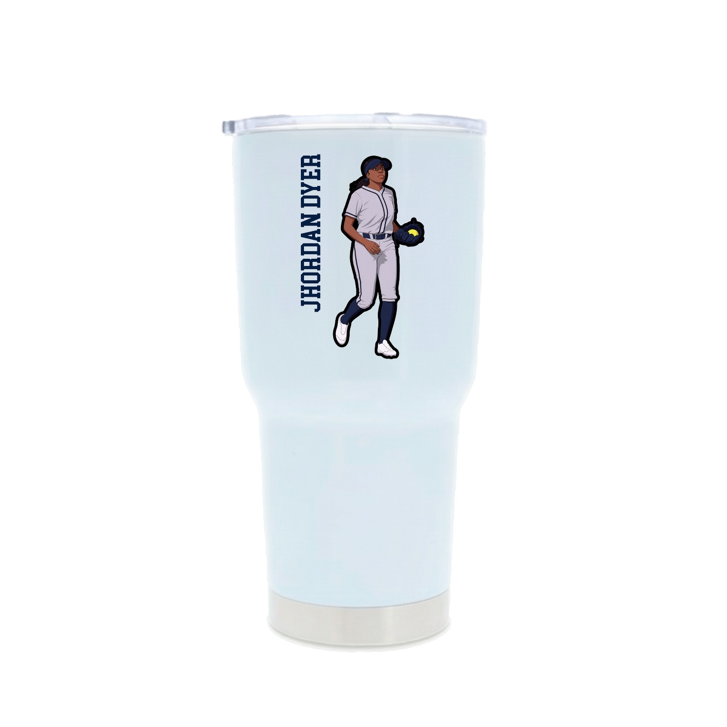 30oz Stainless Steel Tumbler — Name Vertical in White