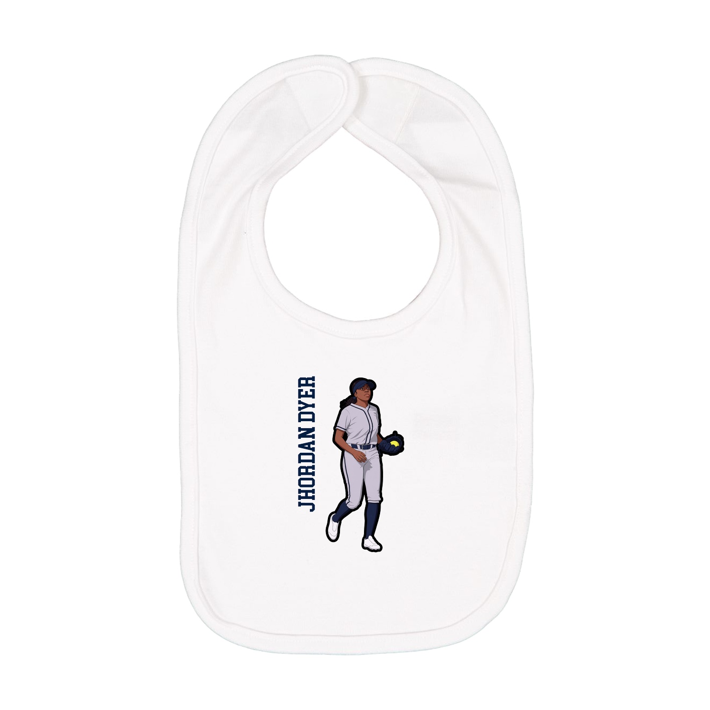 Infant Bib — Name Vertical in White