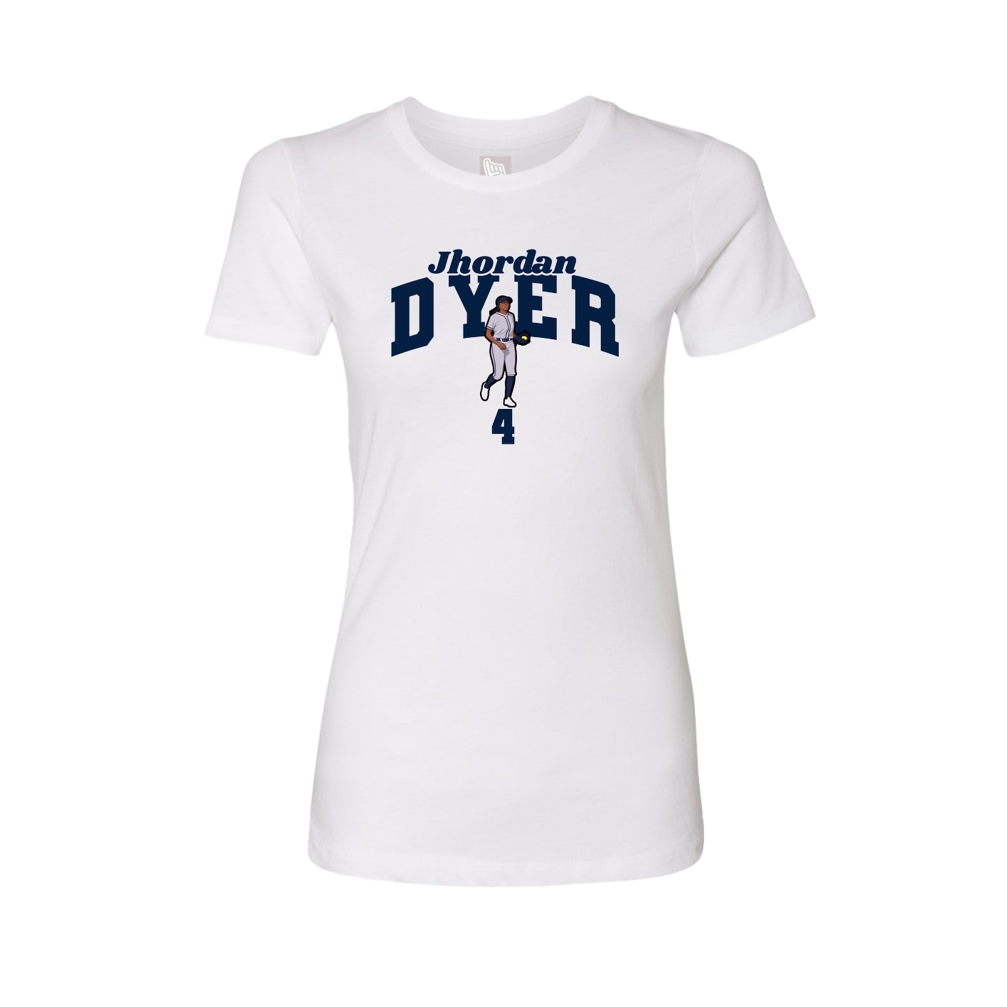 Fitted Women's Tee — Signature Arch in White
