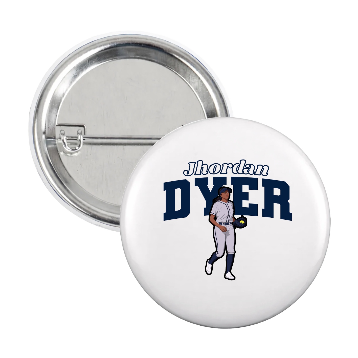 Game Day Button — Name Arch in White