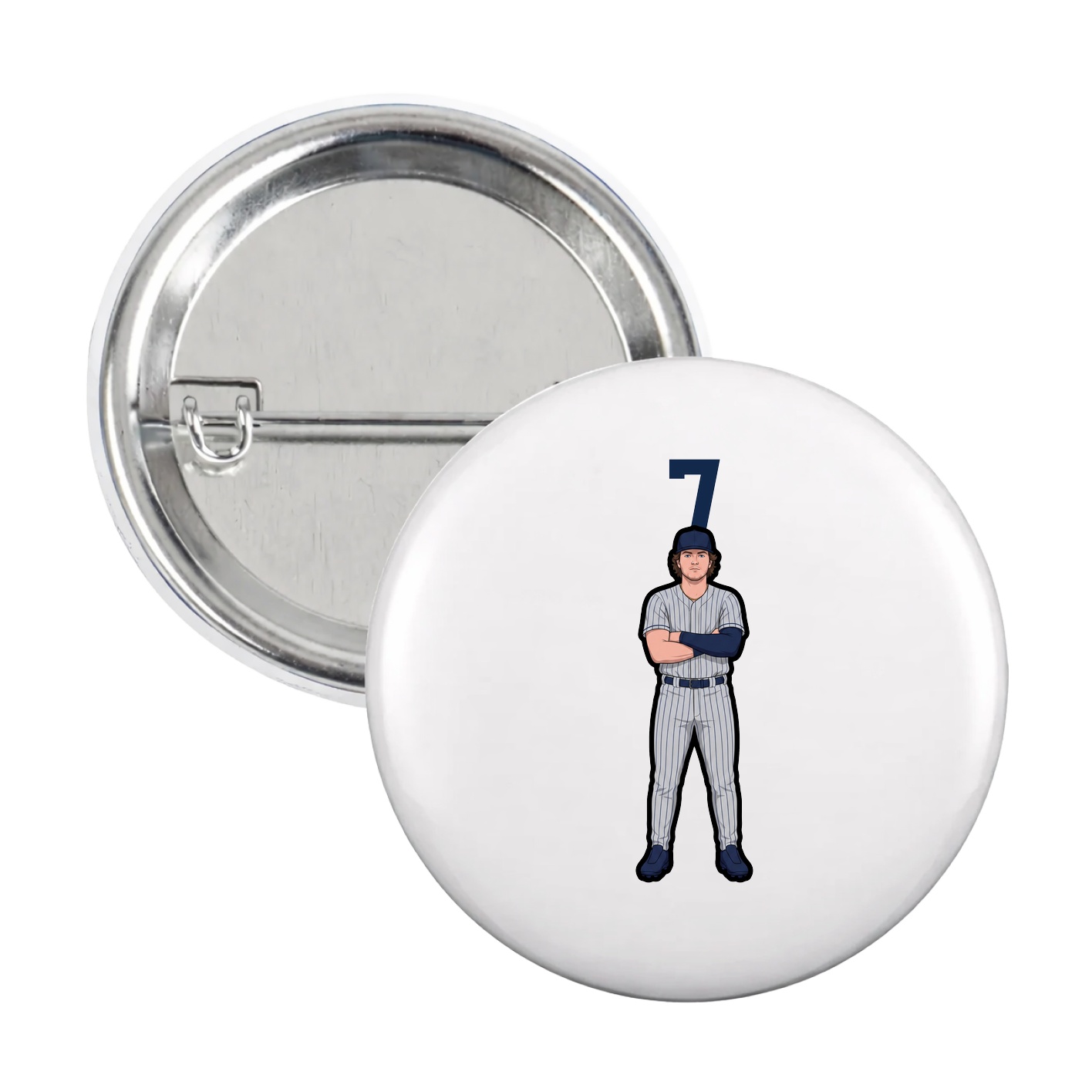 Game Day Button — Number Top in White