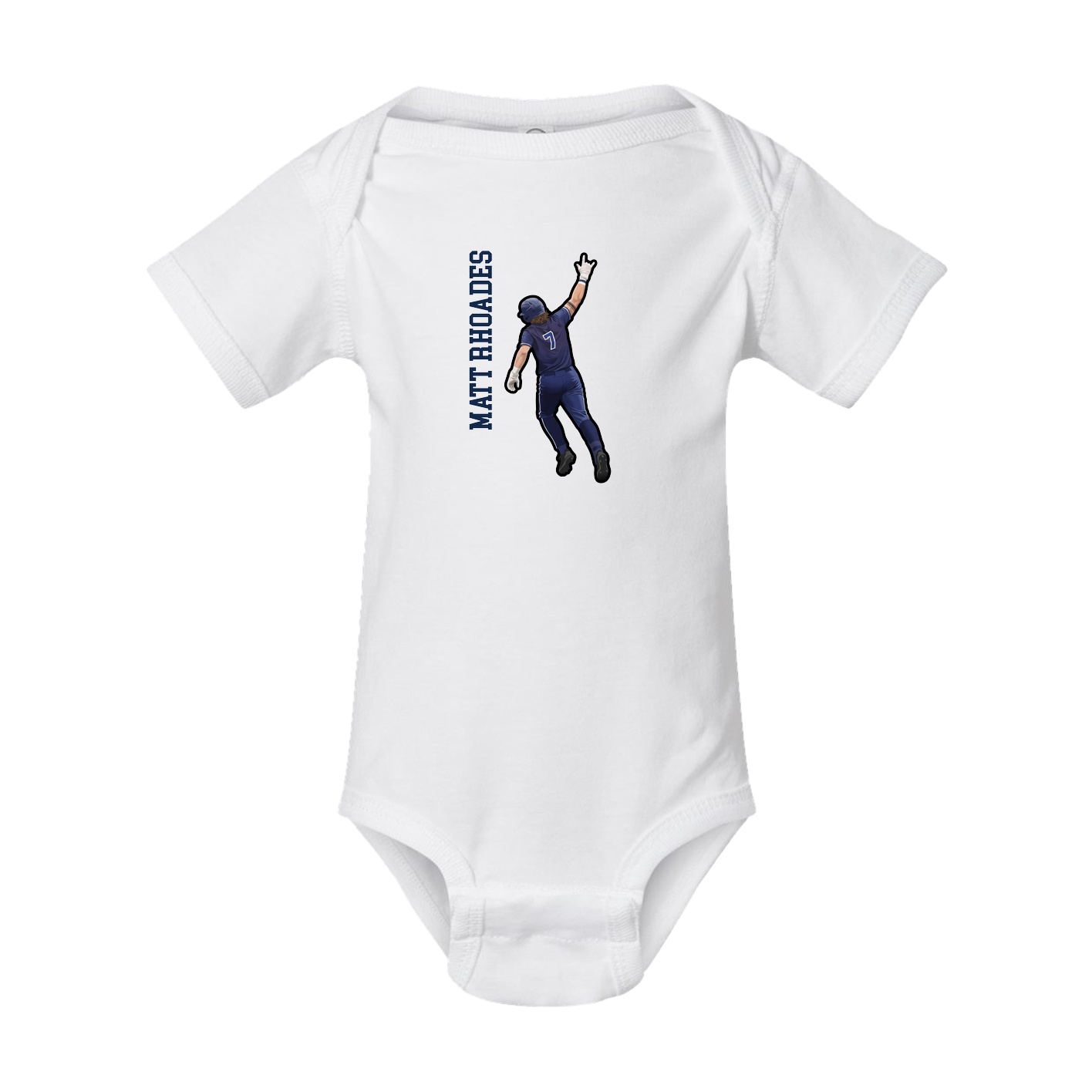 Baby Onesie — Name Vertical in White