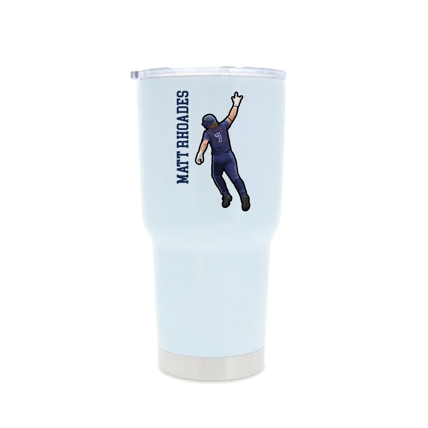 30oz Stainless Steel Tumbler — Name Vertical in White