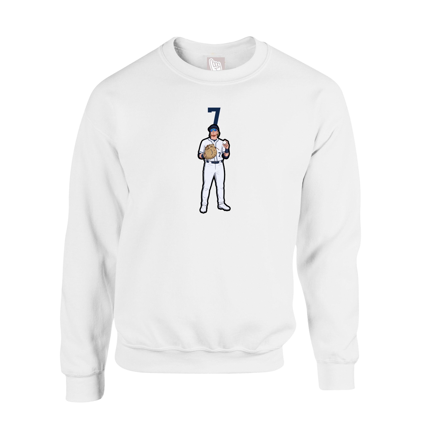 Fleece Crew — Number Top in White