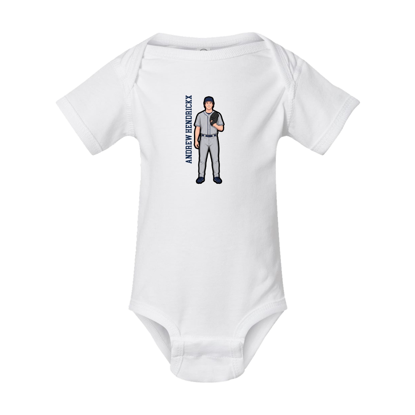 Baby Onesie — Name Vertical in White