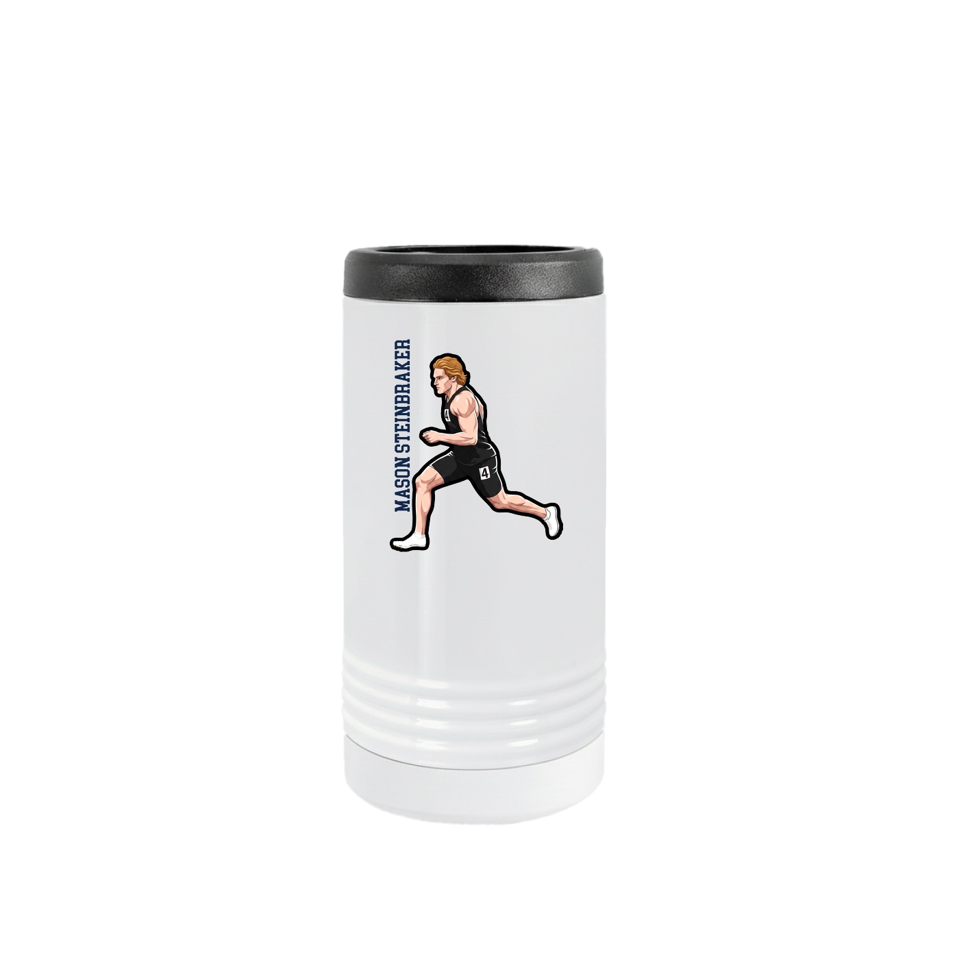 Slim Beverage Holder — Name Vertical in White