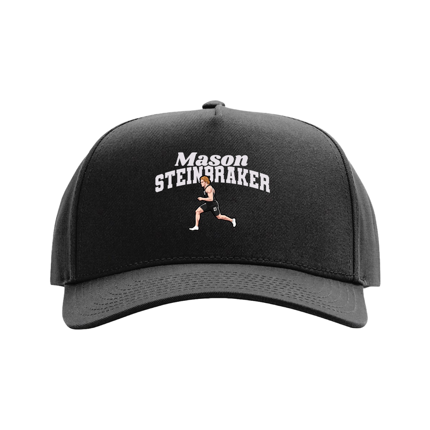 Full Fabric Five-Panel Champ Cap — Signature Arch in Black