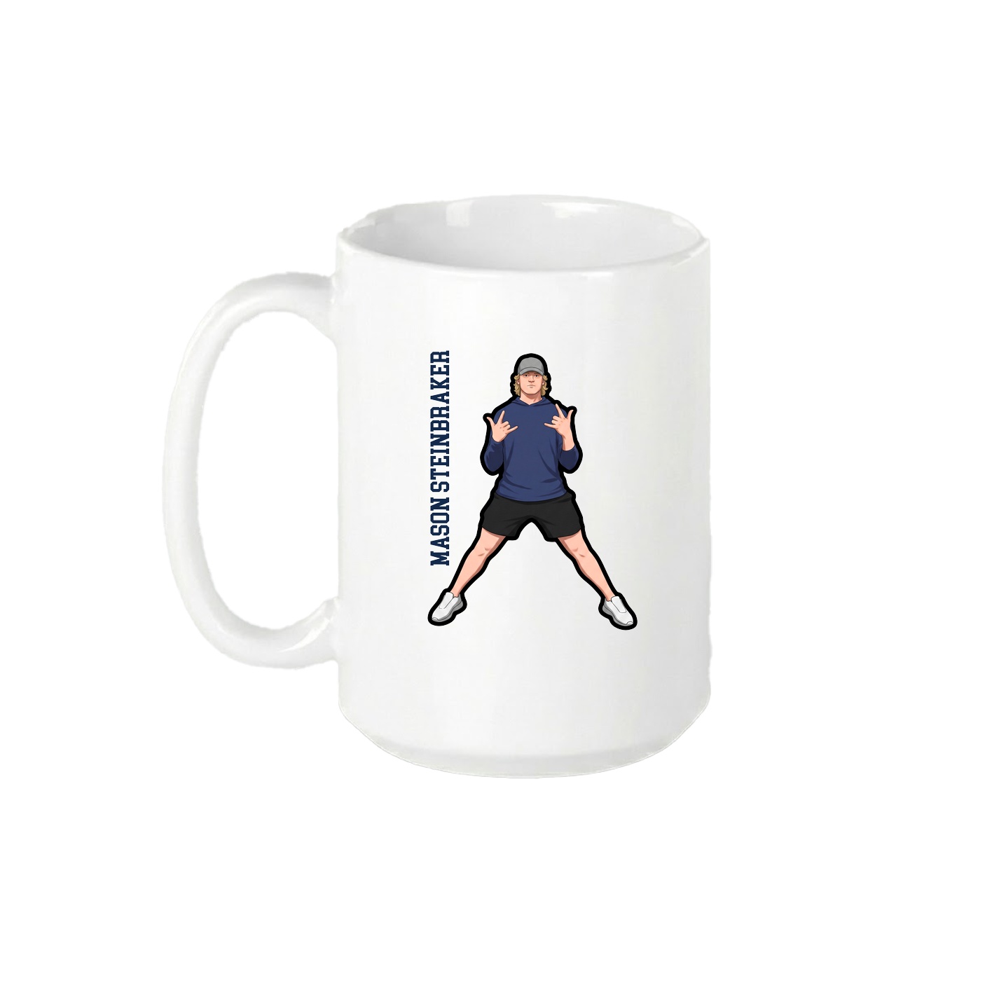 15oz Coffee Mug — Name Vertical in White