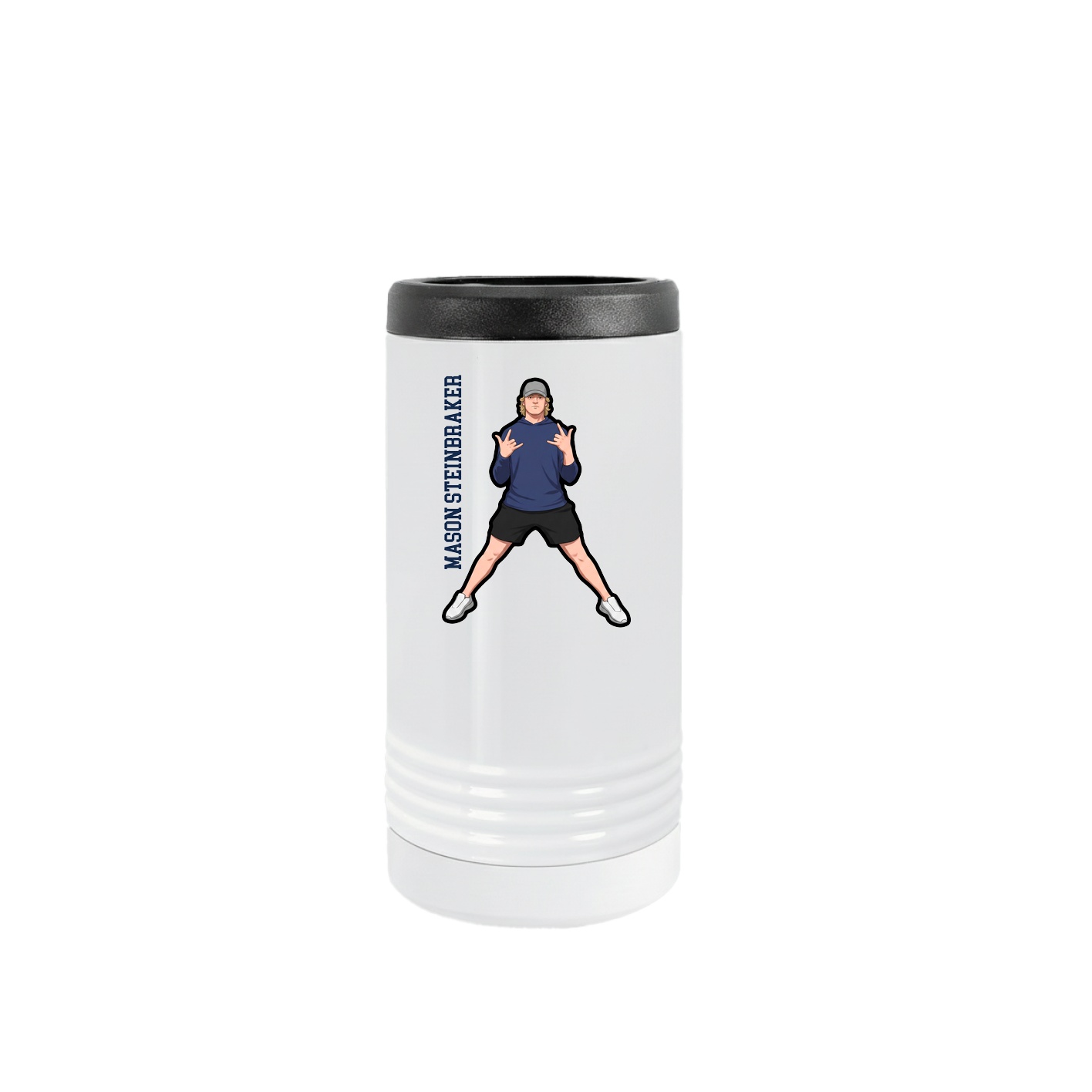 Slim Beverage Holder — Name Vertical in White