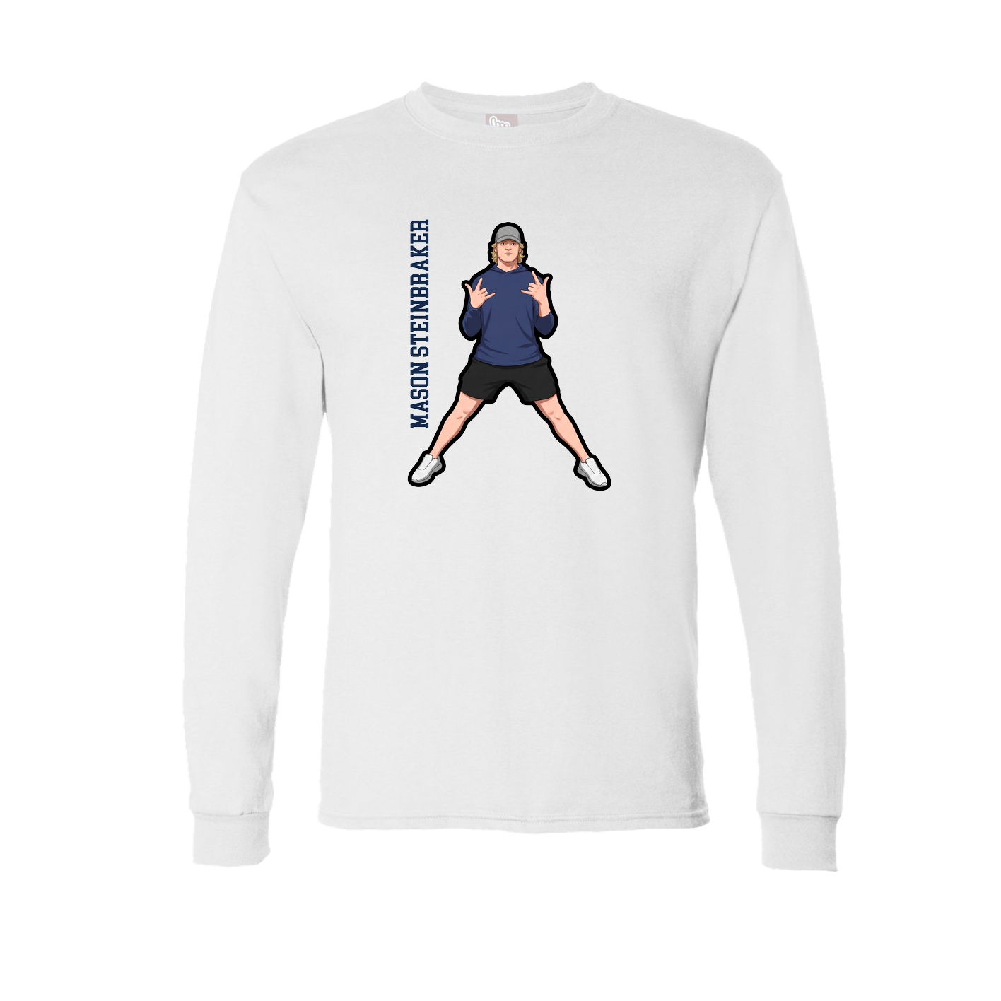 Long Sleeve Tee — Name Vertical in White