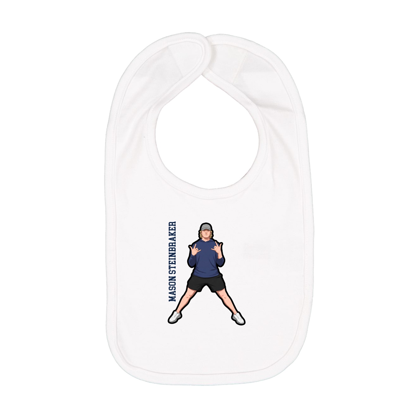 Infant Bib — Name Vertical in White
