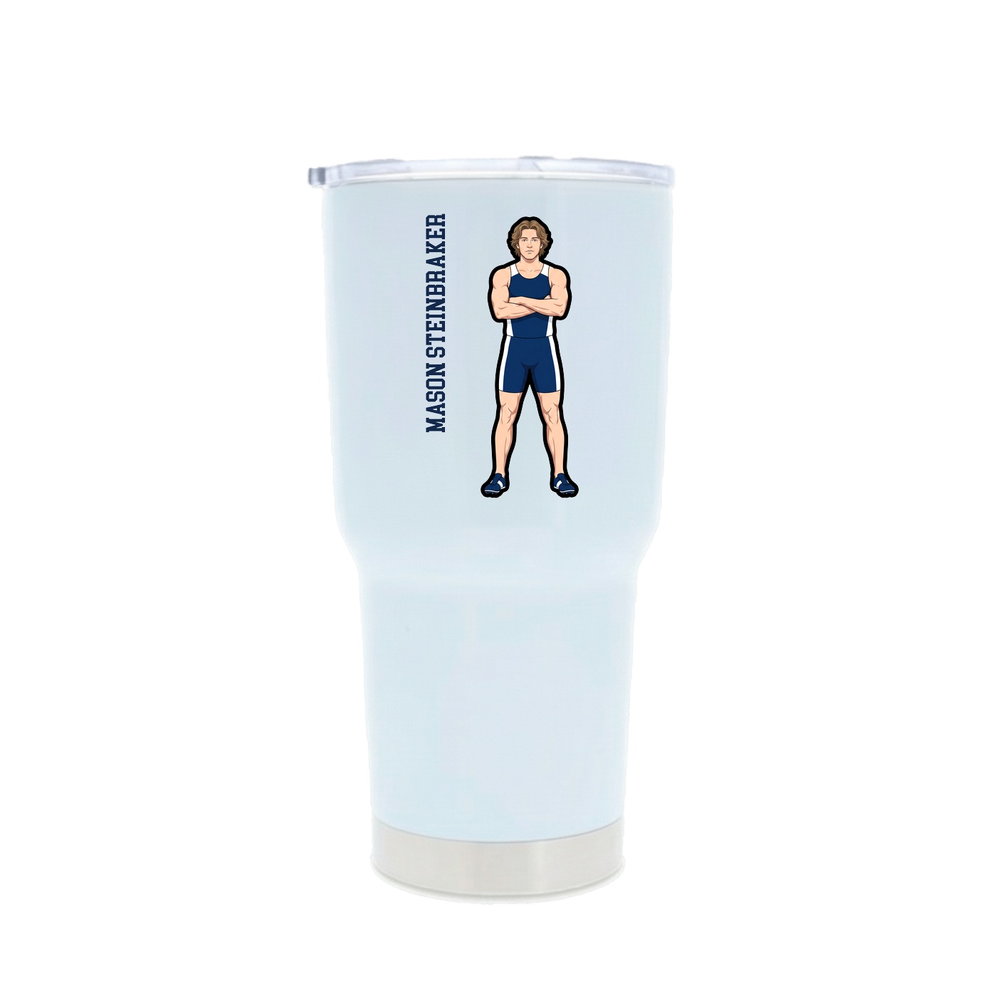 30oz Stainless Steel Tumbler — Name Vertical in White