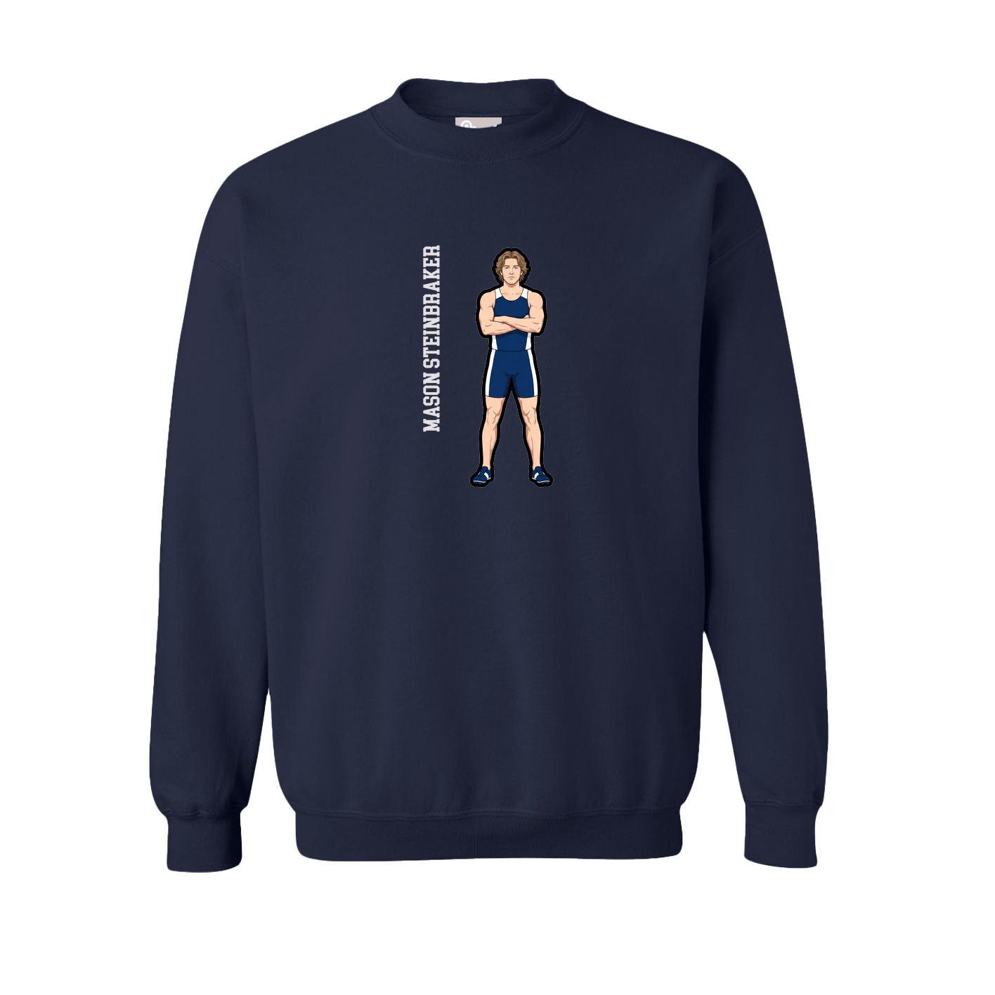Fleece Crew — Name Vertical in Navy