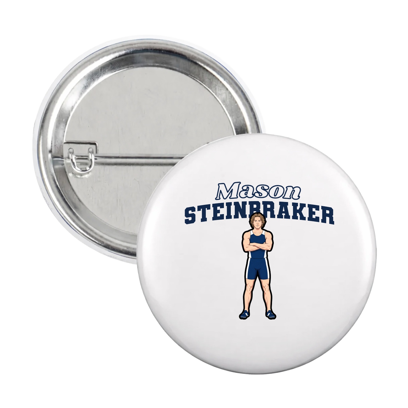 Game Day Button — Name Arch in White