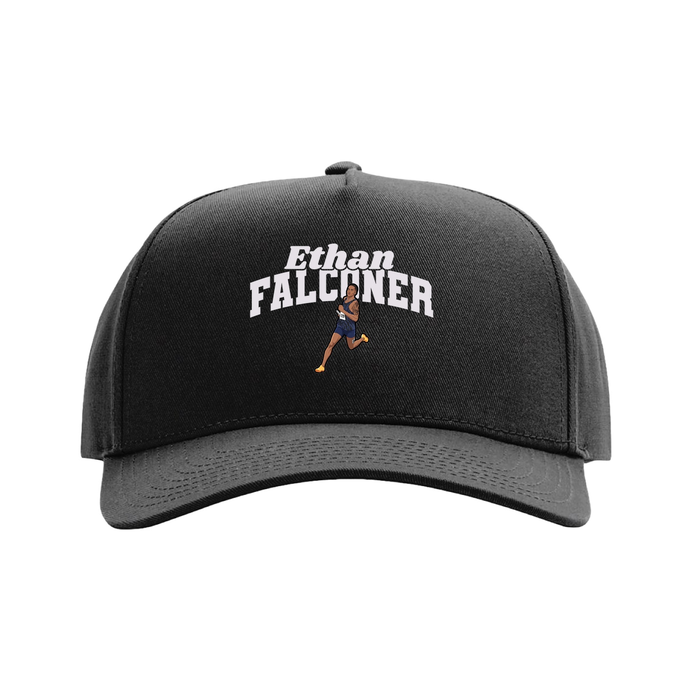 Full Fabric Five-Panel Champ Cap — Signature Arch in Black