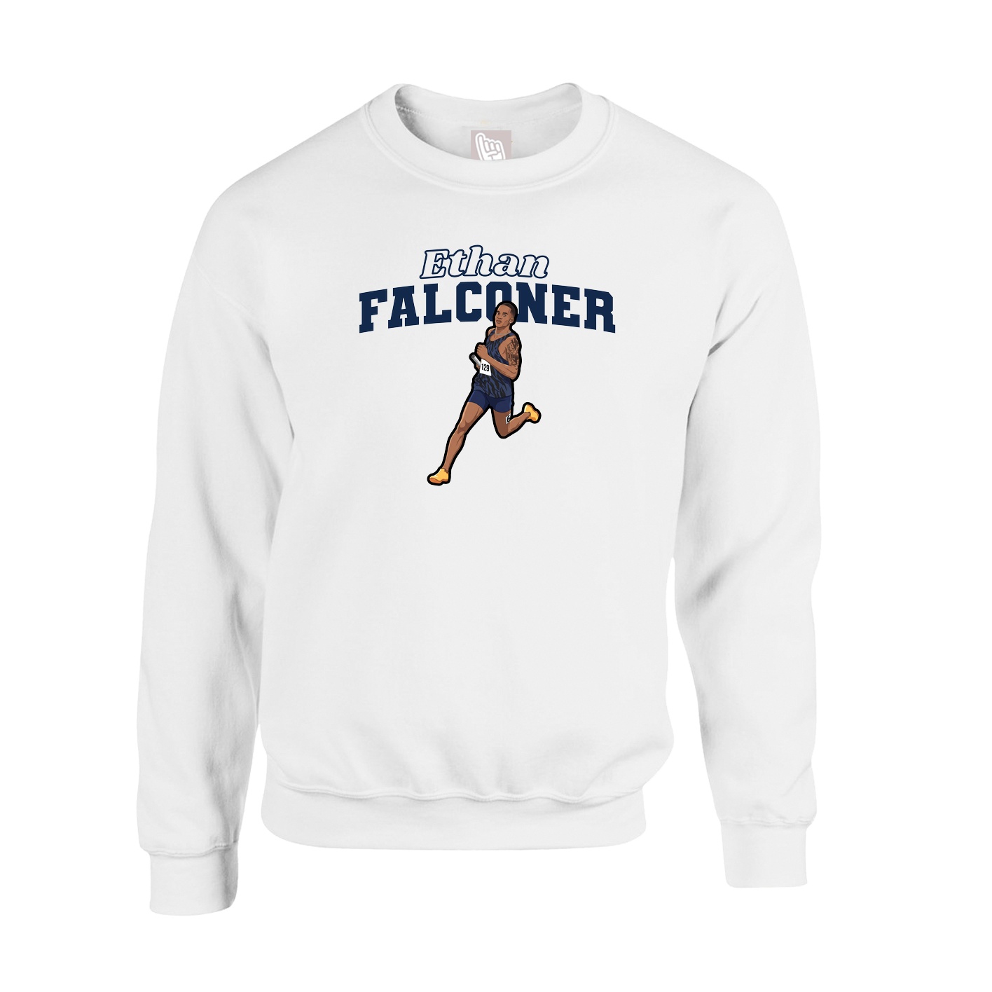 Fleece Crew — Name Arch in White