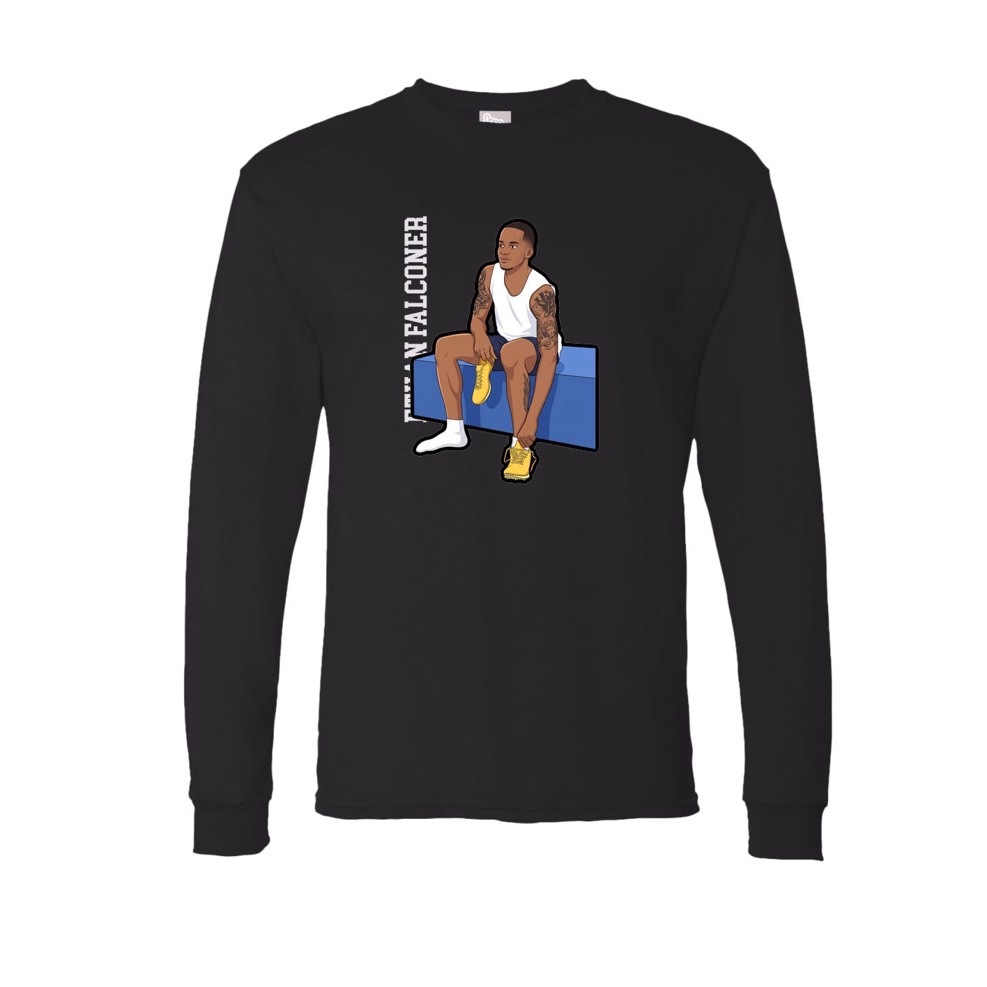 Long Sleeve Tee — Name Vertical in Black