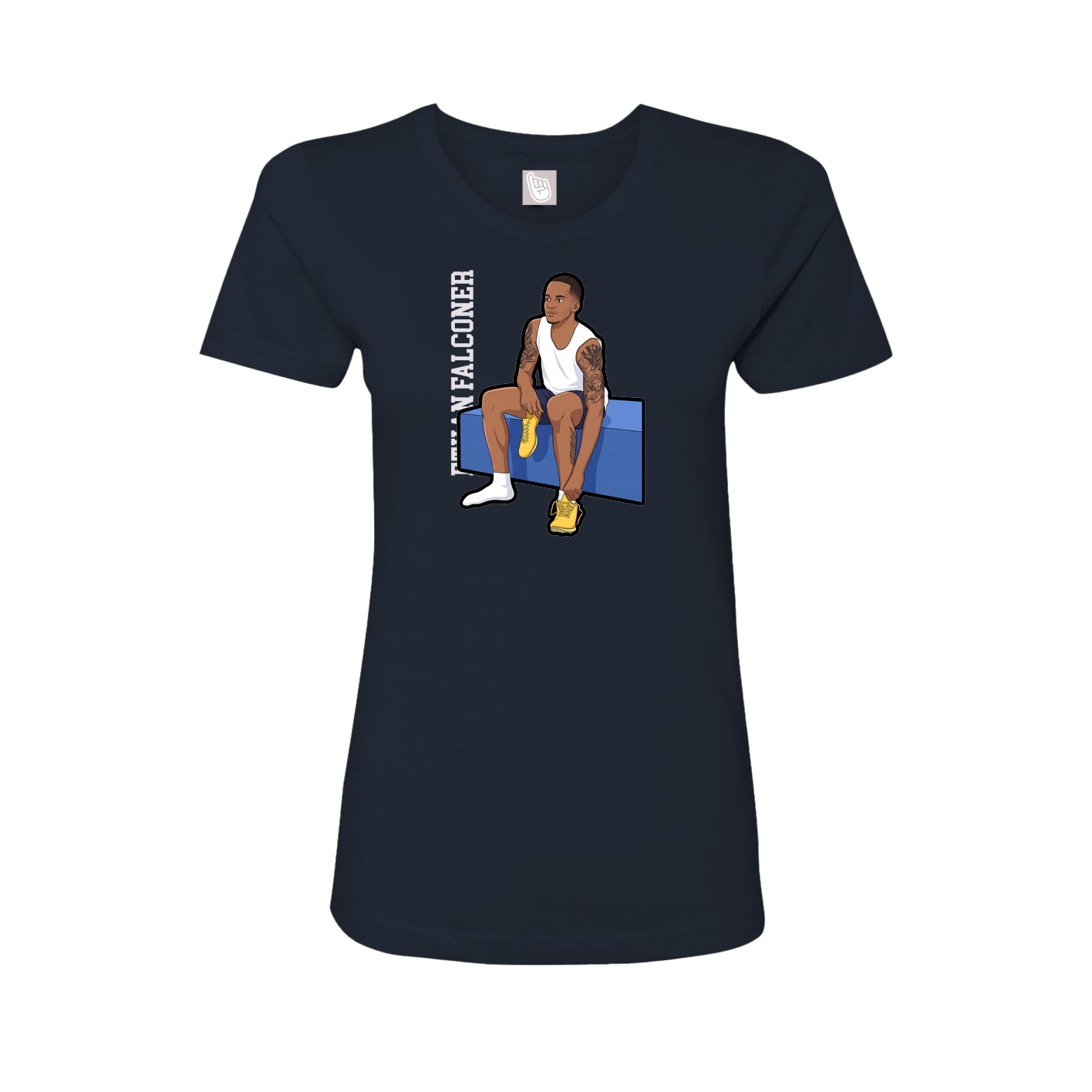 Fitted Women's Tee — Name Vertical in Navy