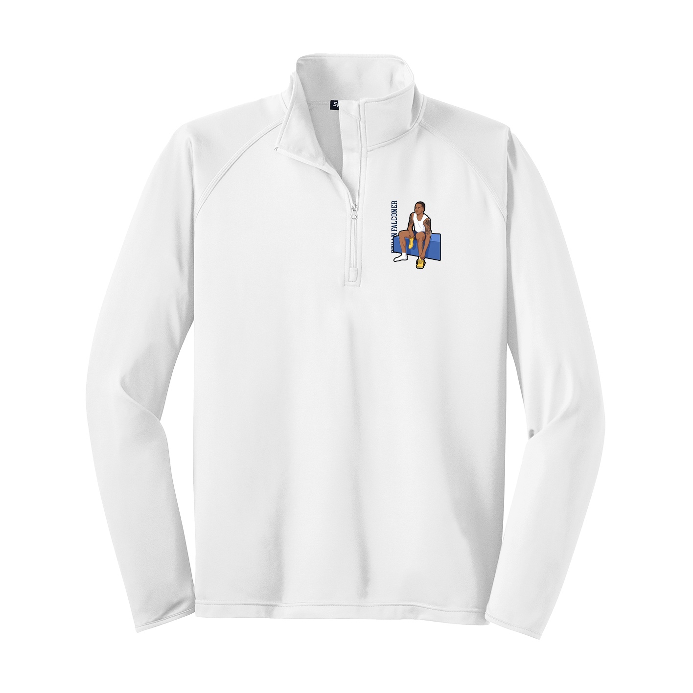 Q-Zip Pullover — Name Vertical in White