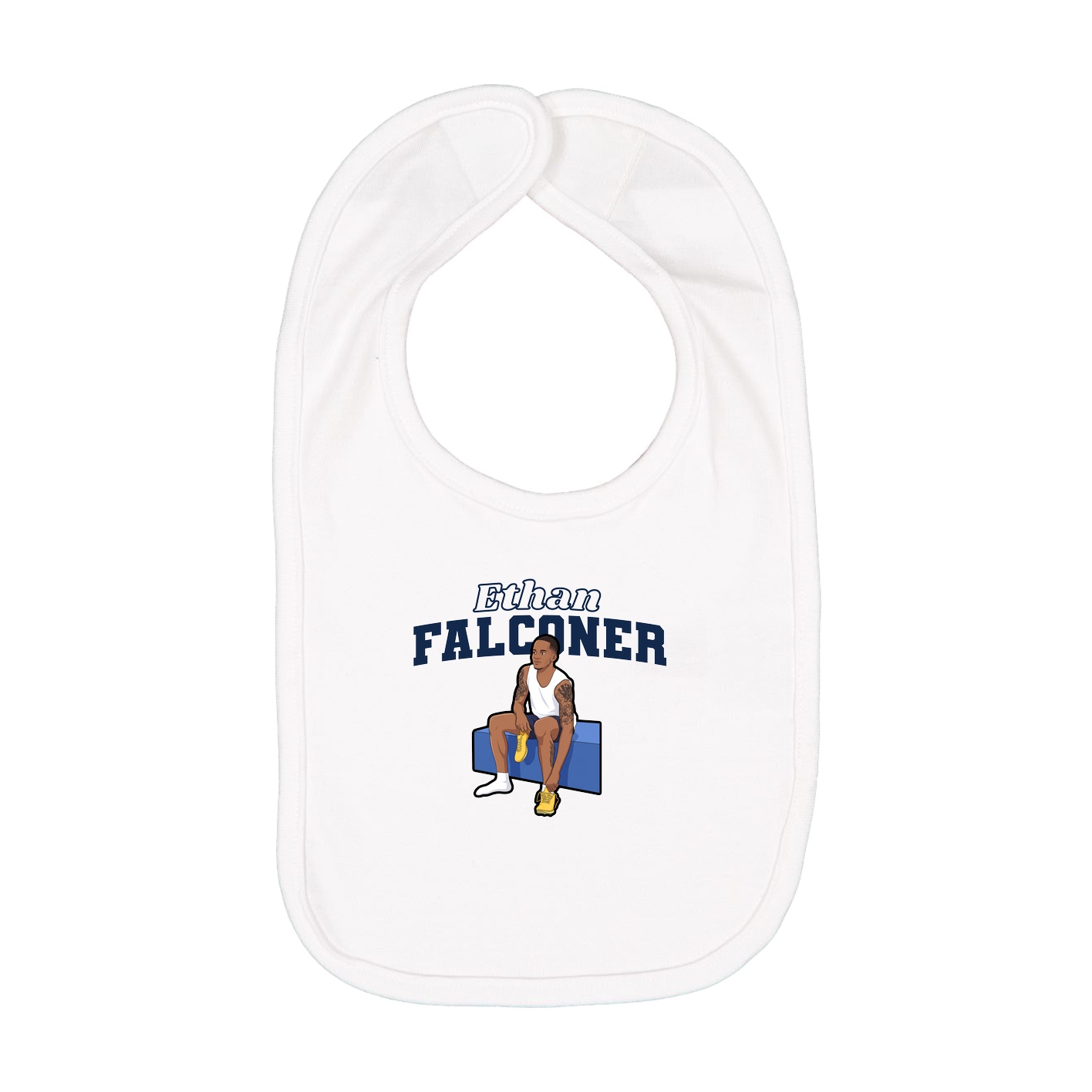 Infant Bib — Name Arch in White