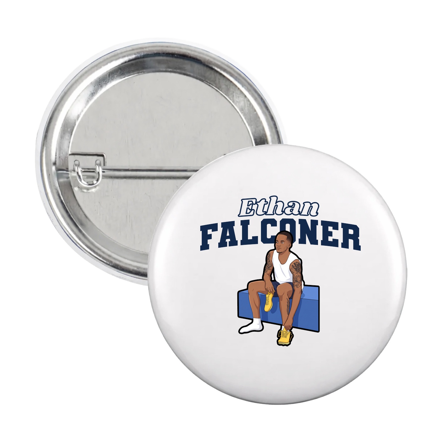 Game Day Button — Name Arch in White