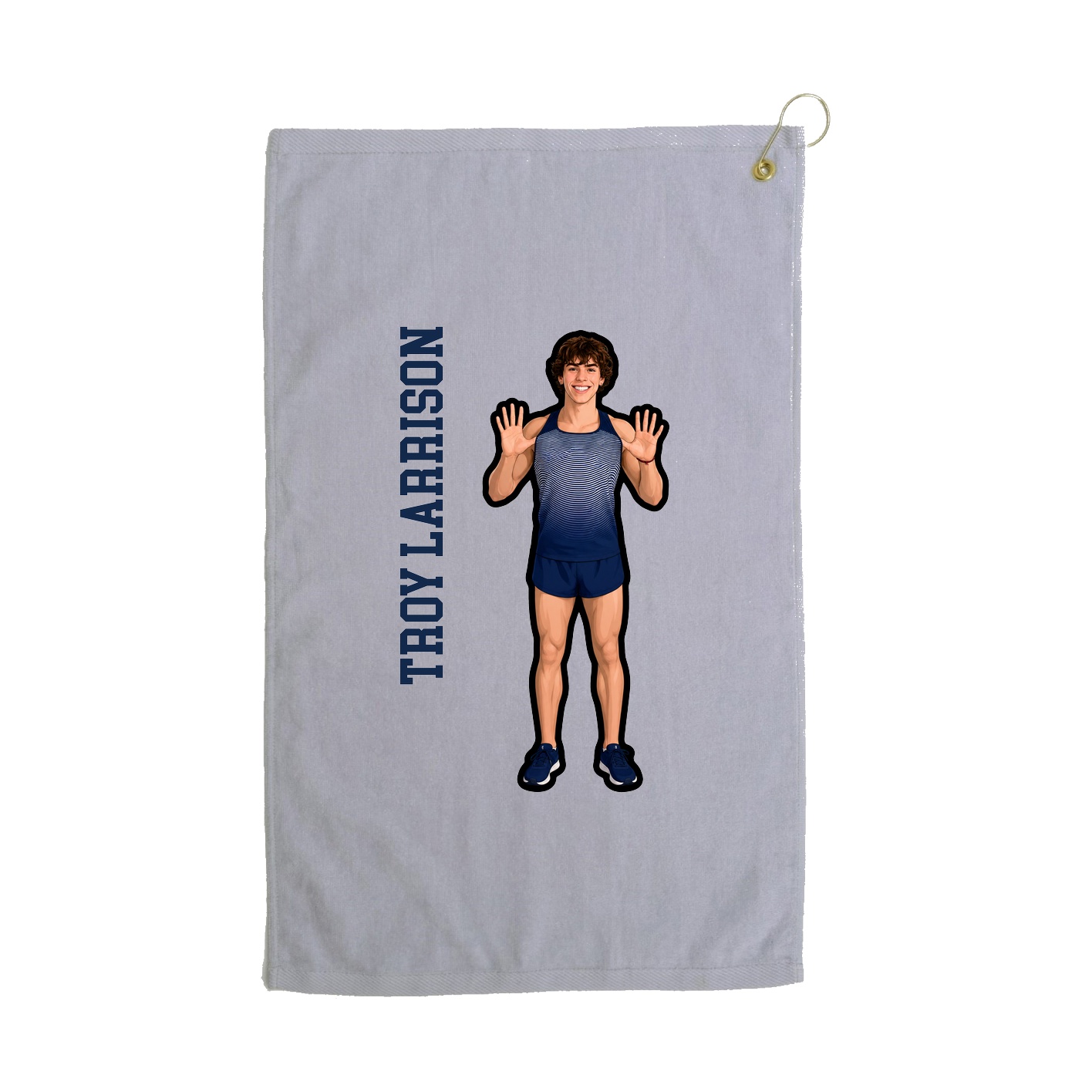 Golf Towel — Name Vertical in Grey