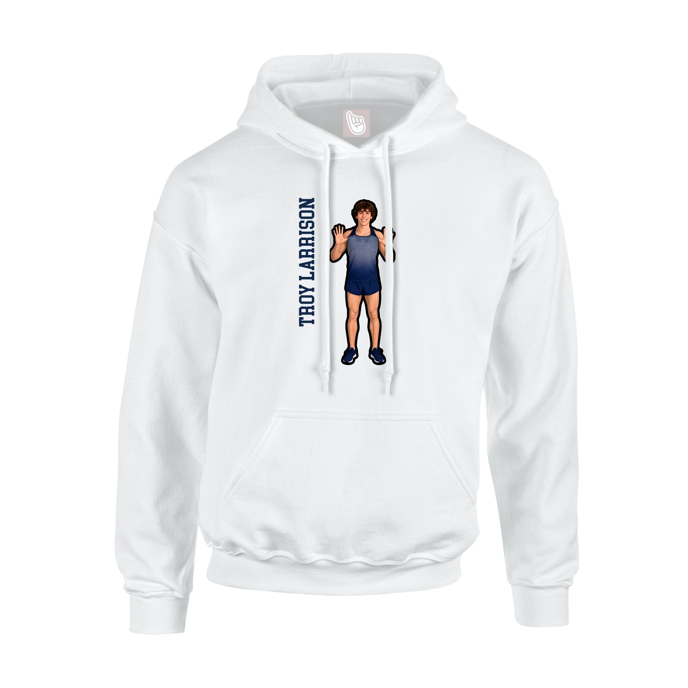 Youth Hoodie — Name Vertical in White