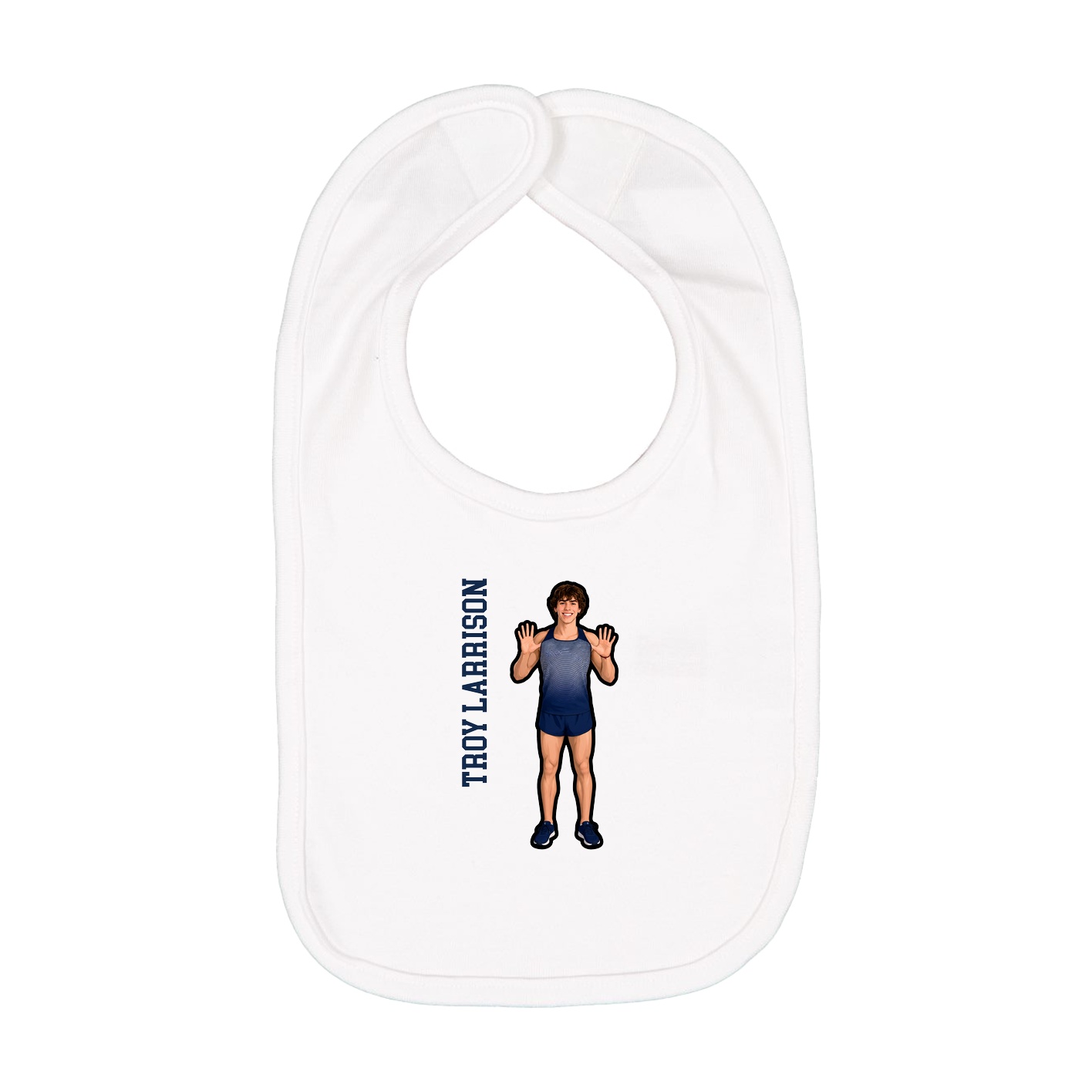 Infant Bib — Name Vertical in White