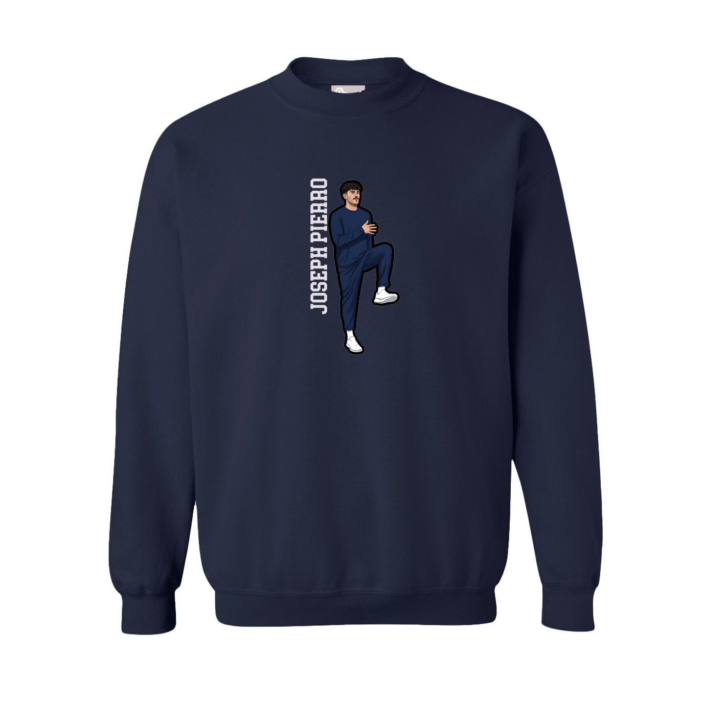 Fleece Crew — Name Vertical in Navy