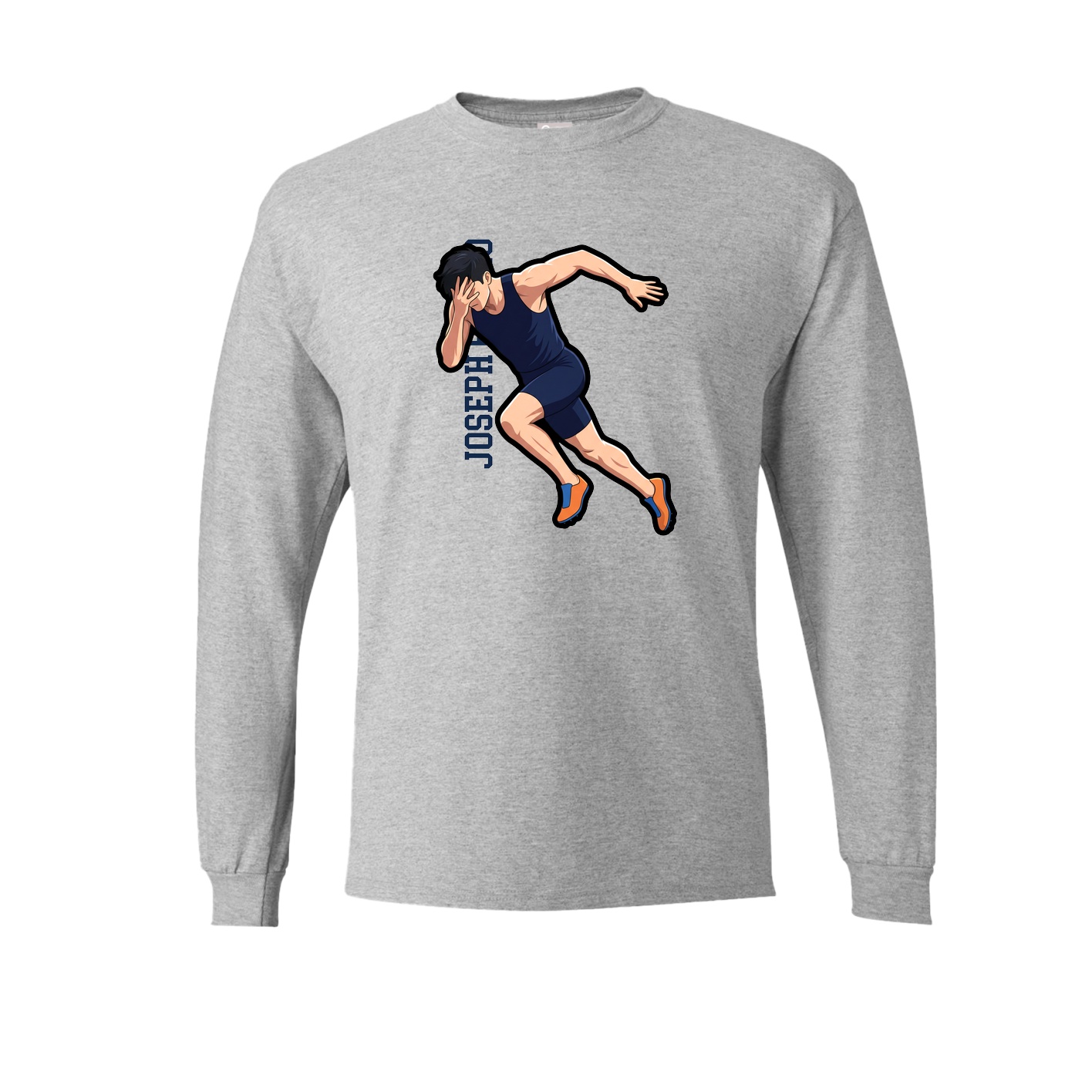Long Sleeve Tee — Name Vertical in Grey