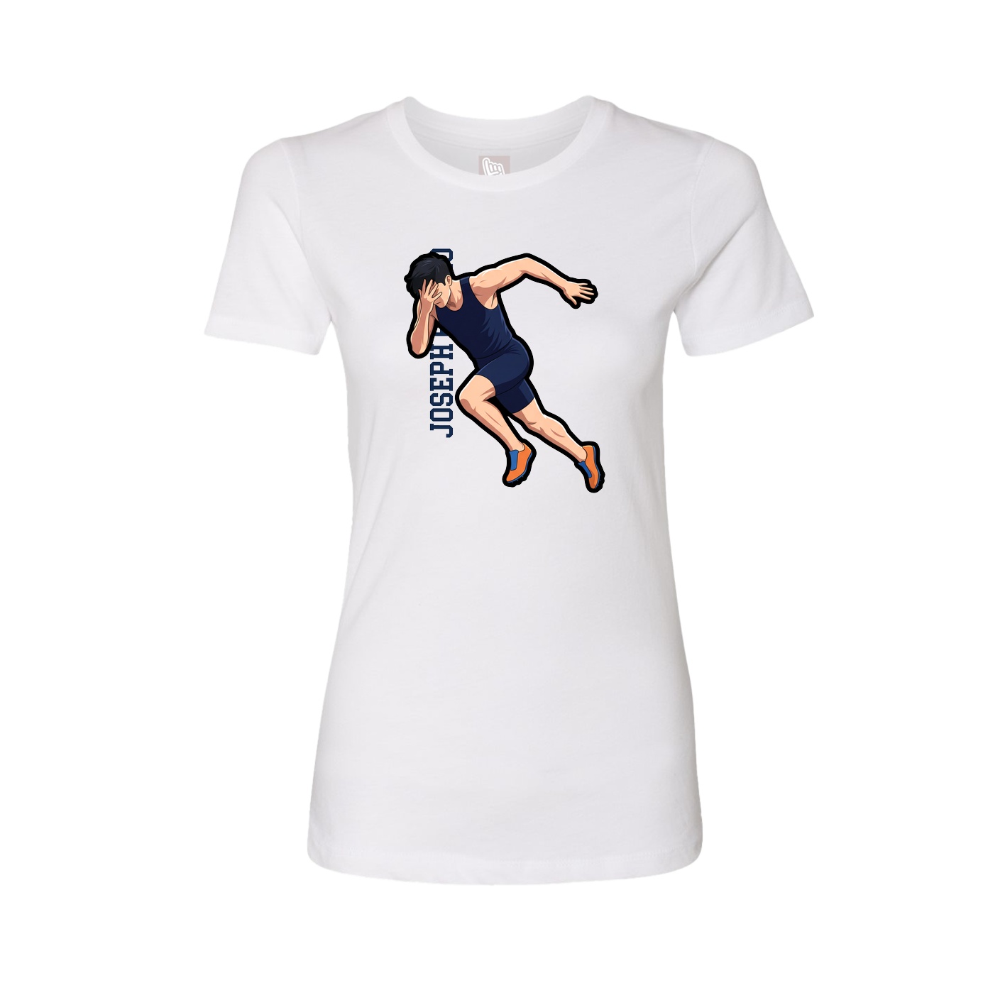 Fitted Women's Tee — Name Vertical in White