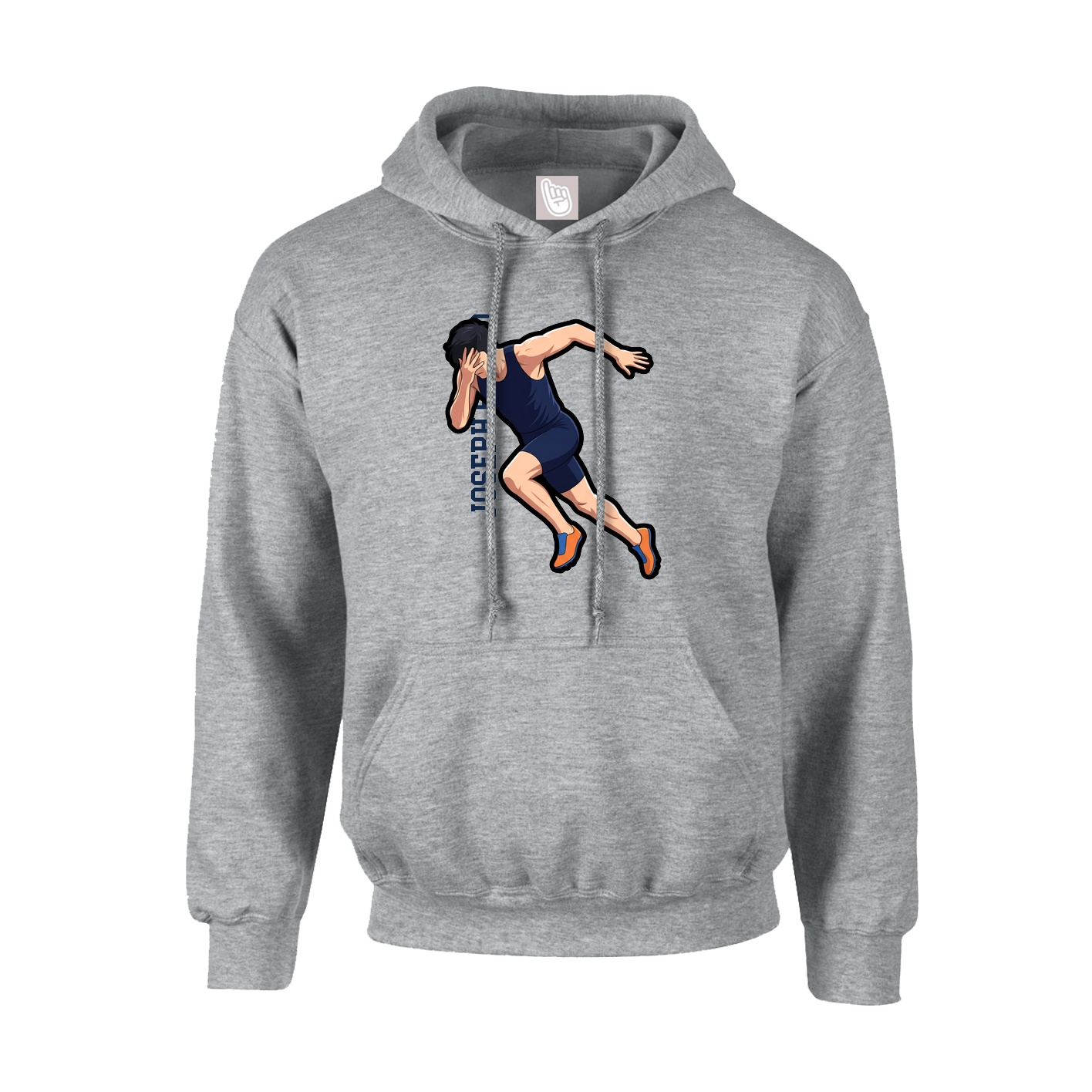 Hoodie — Name Vertical in Grey