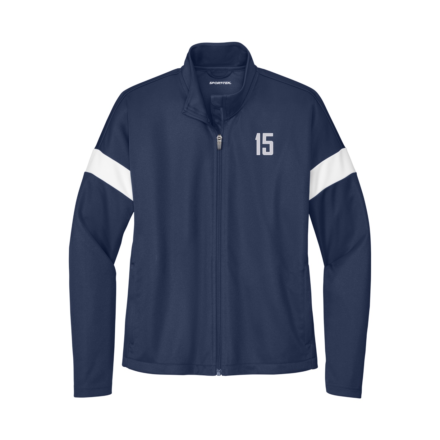 Womens Team Travel Full-Zip Jacket — Front Shirsy in Navy/White