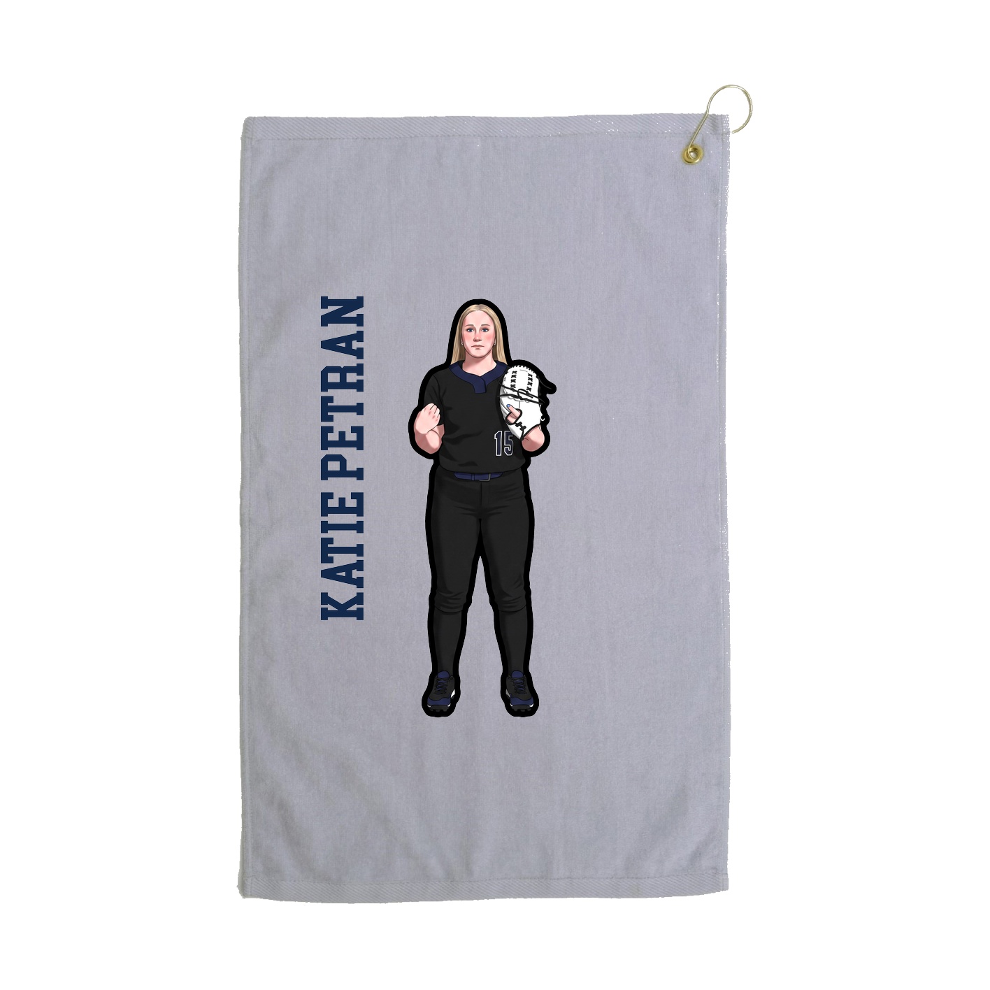 Golf Towel — Name Vertical in Grey