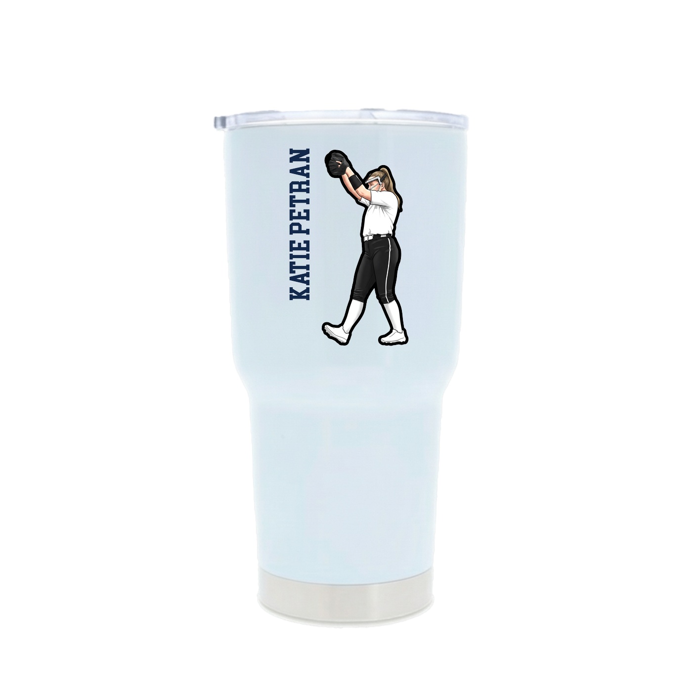 30oz Stainless Steel Tumbler — Name Vertical in White