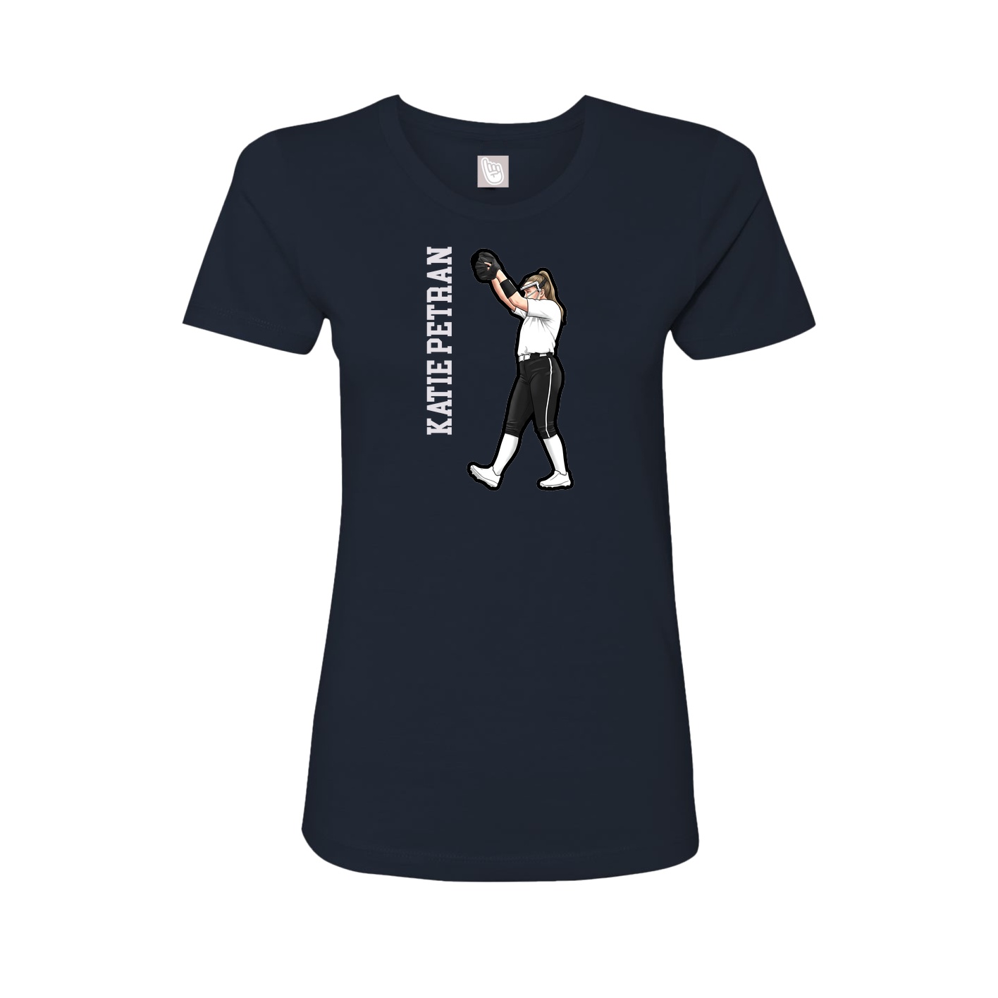 Fitted Women's Tee — Name Vertical in Navy