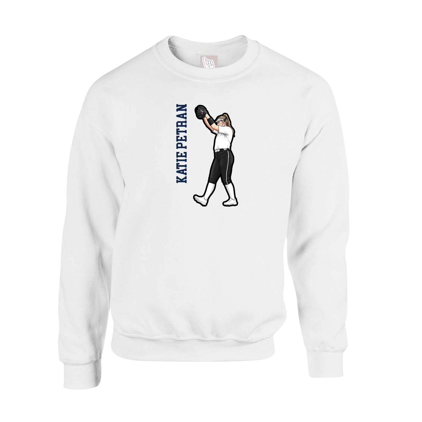 Fleece Crew — Name Vertical in White