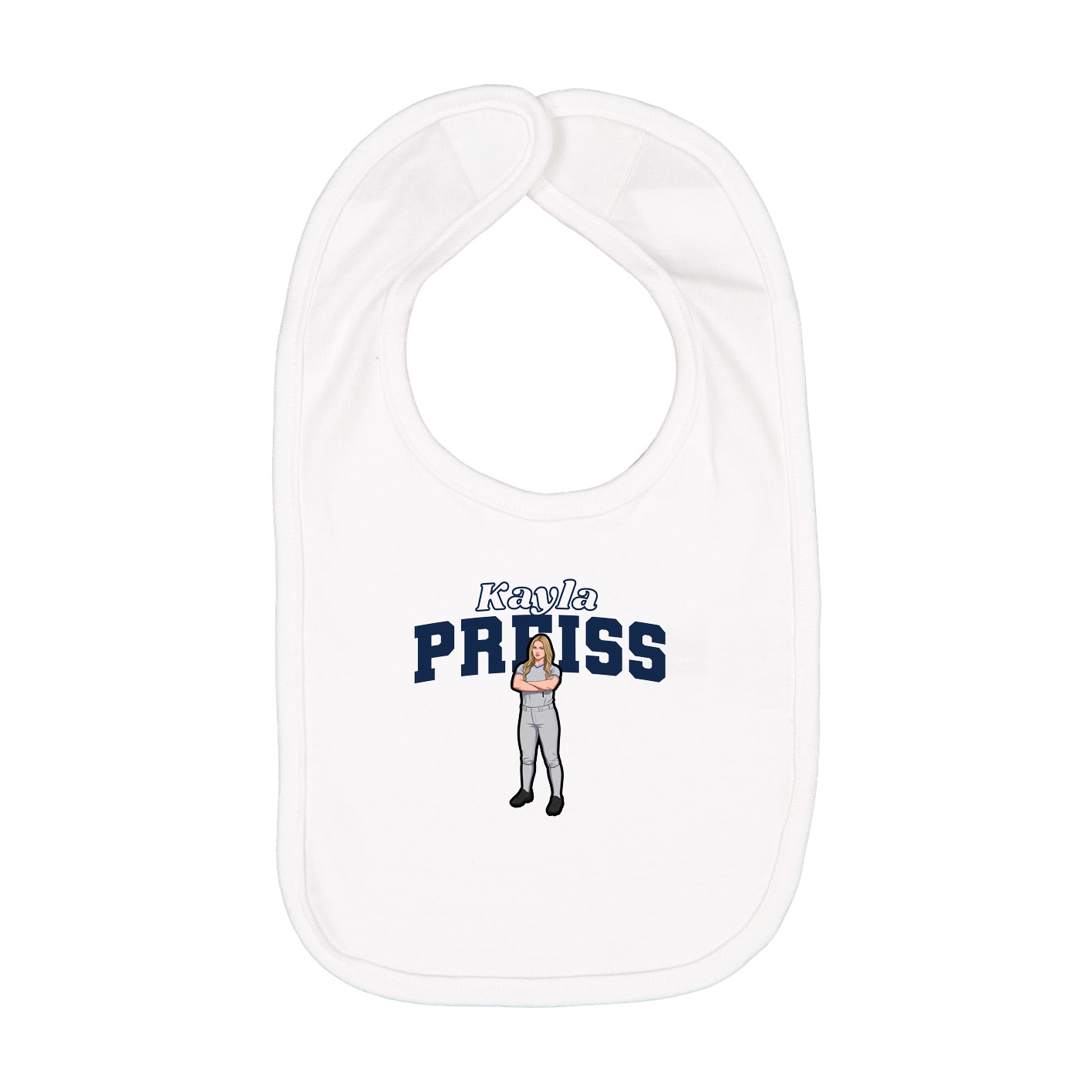 Infant Bib — Name Arch in White