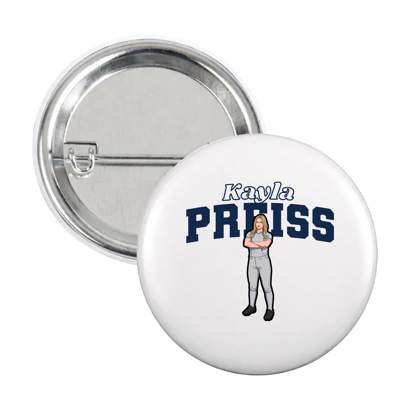 Game Day Button — Name Arch in White