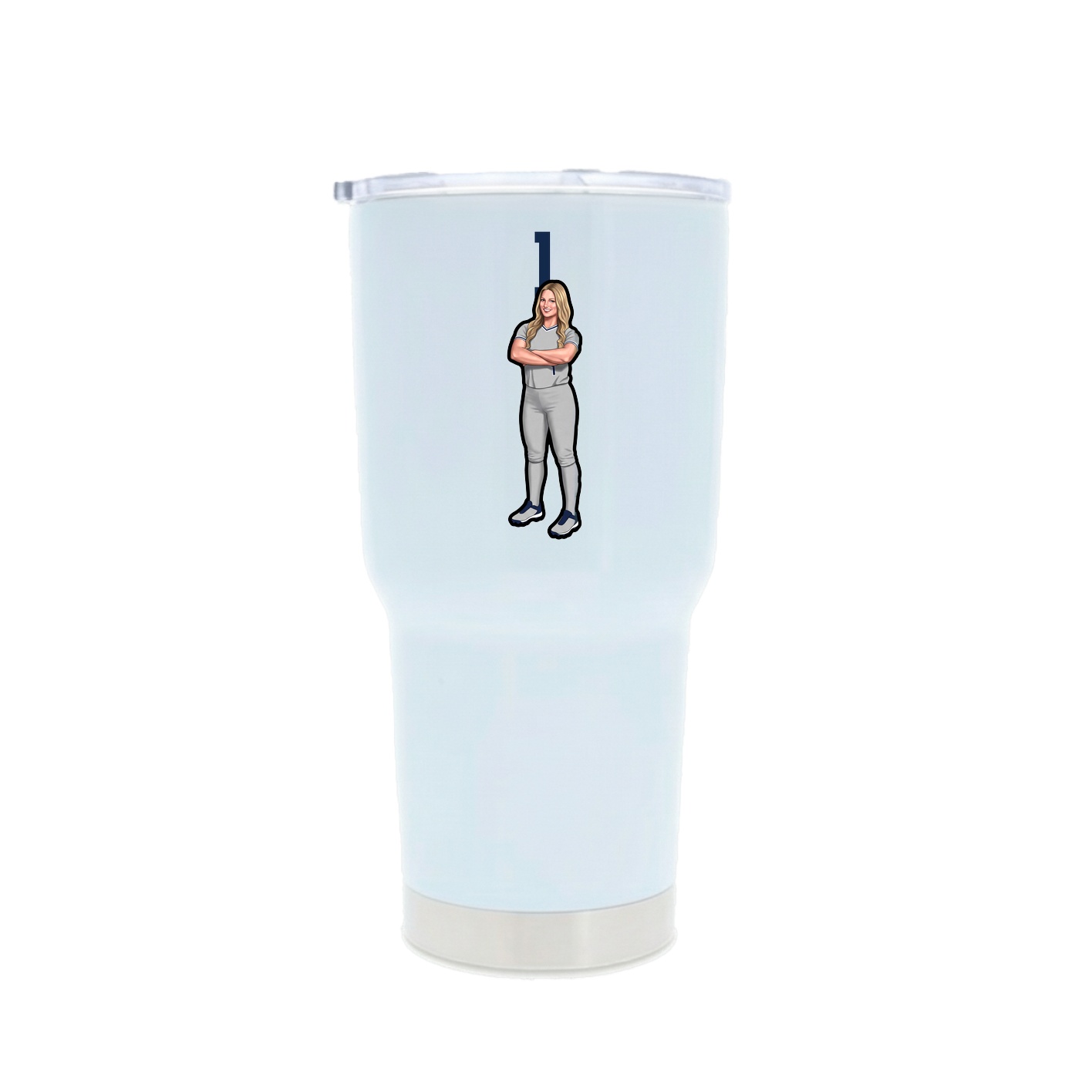 30oz Stainless Steel Tumbler — Number Top in White