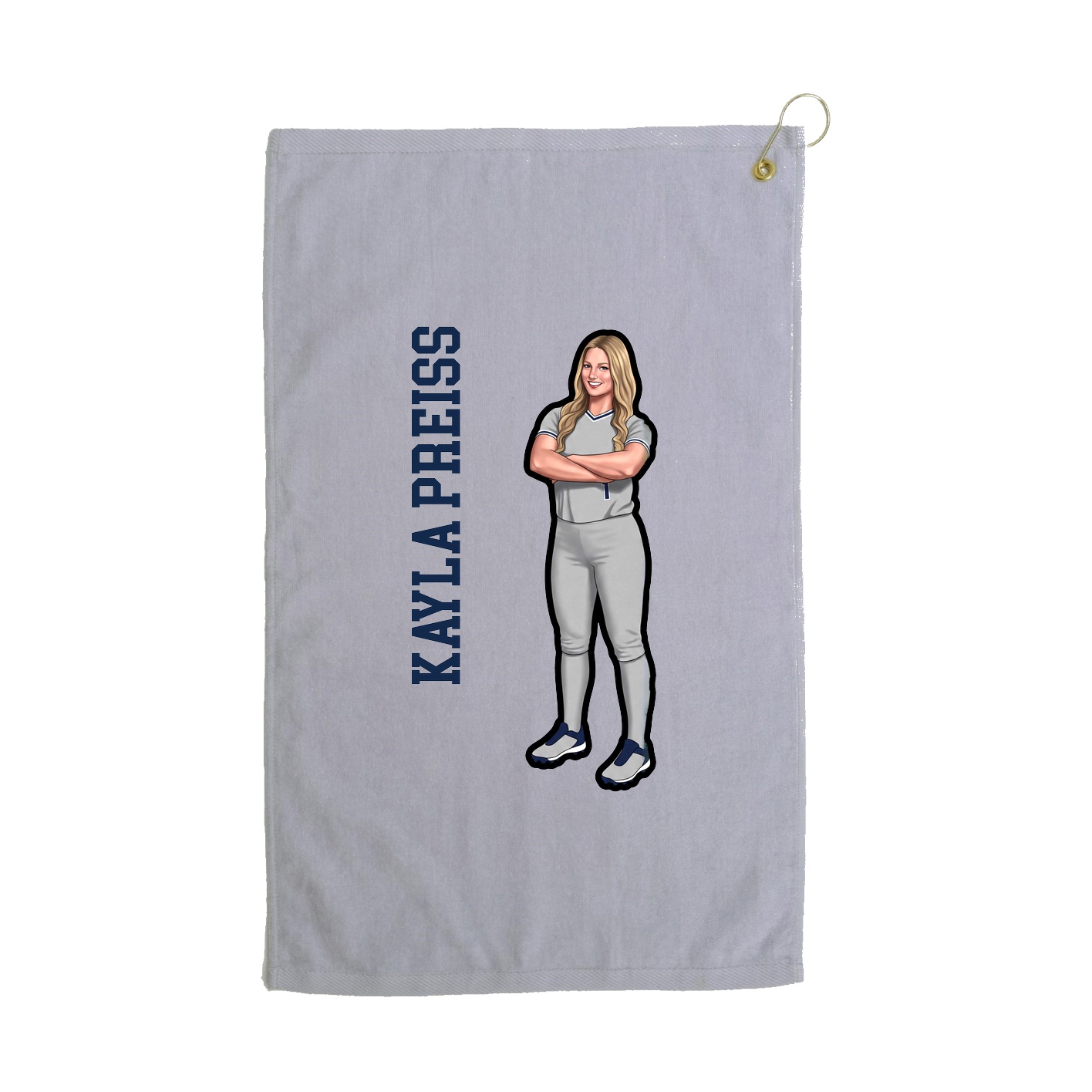 Golf Towel — Name Vertical in Grey
