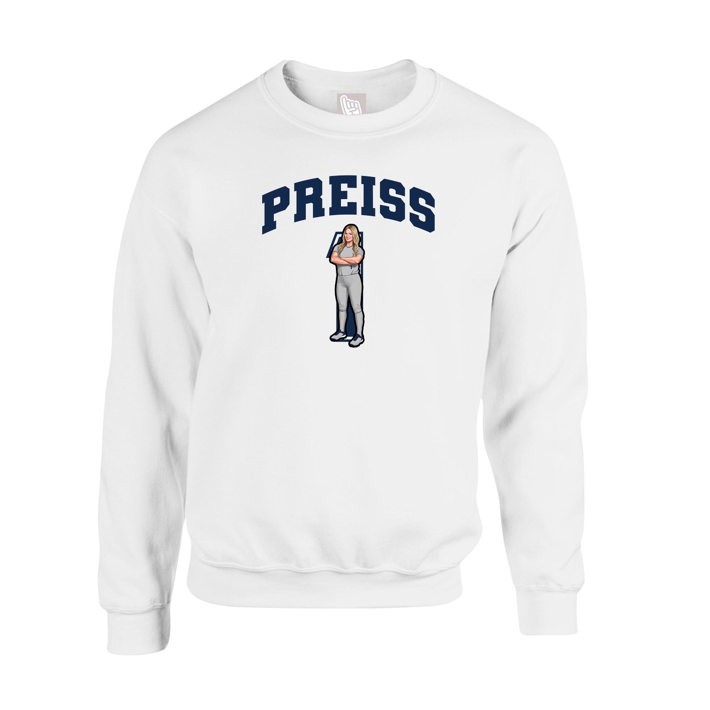 Fleece Crew — Number in White