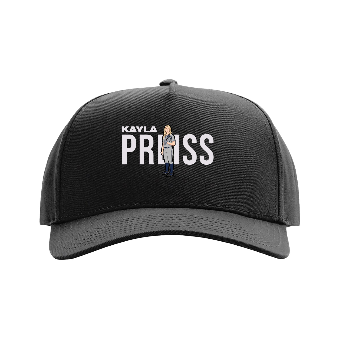 Full Fabric Five-Panel Champ Cap — Player Name in Black